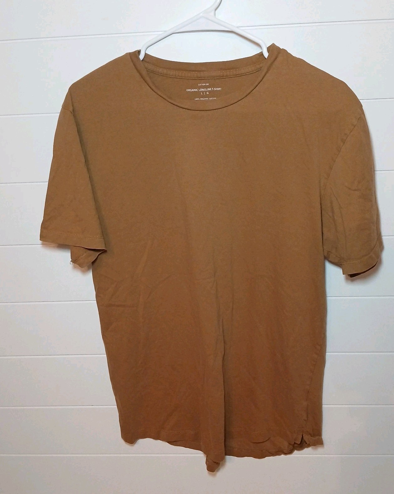 Men’s Cotton On Longline 100% Organic Cotton Crewneck T-Shirt Size Large