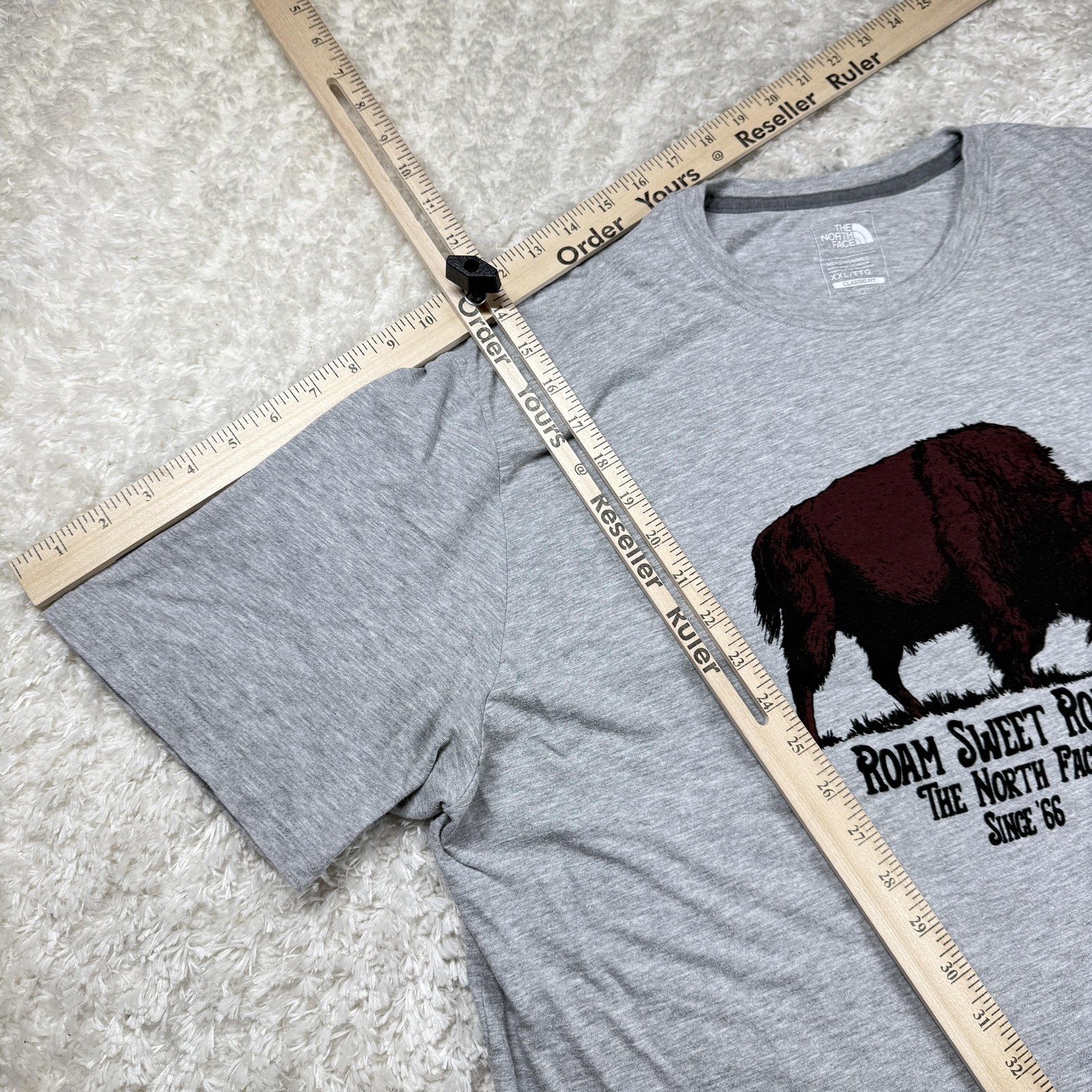 The North Face T Shirt Mens 2XL Gray Roam Bison Classic Fit Dadcore Animalcore