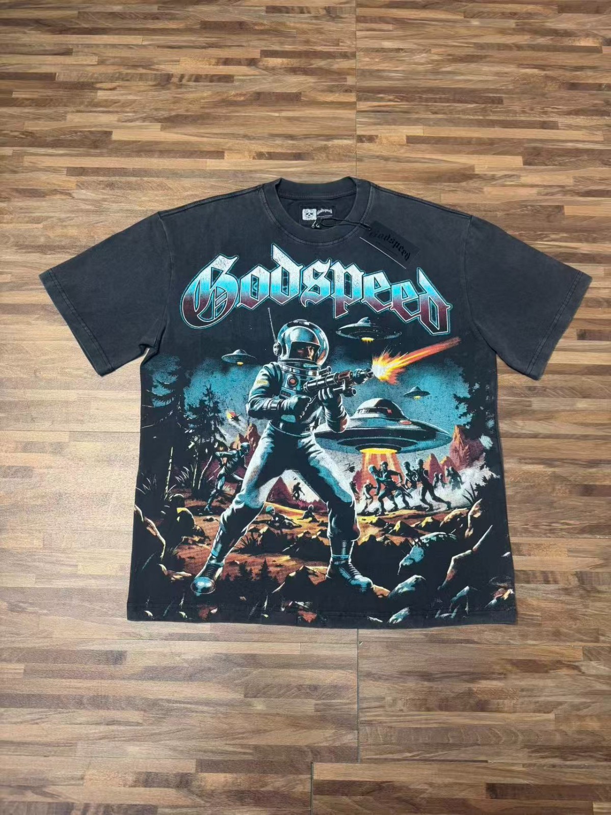 26/SS Mens Godspeed Alien character monster print Cotton Short sleeved T-shirt