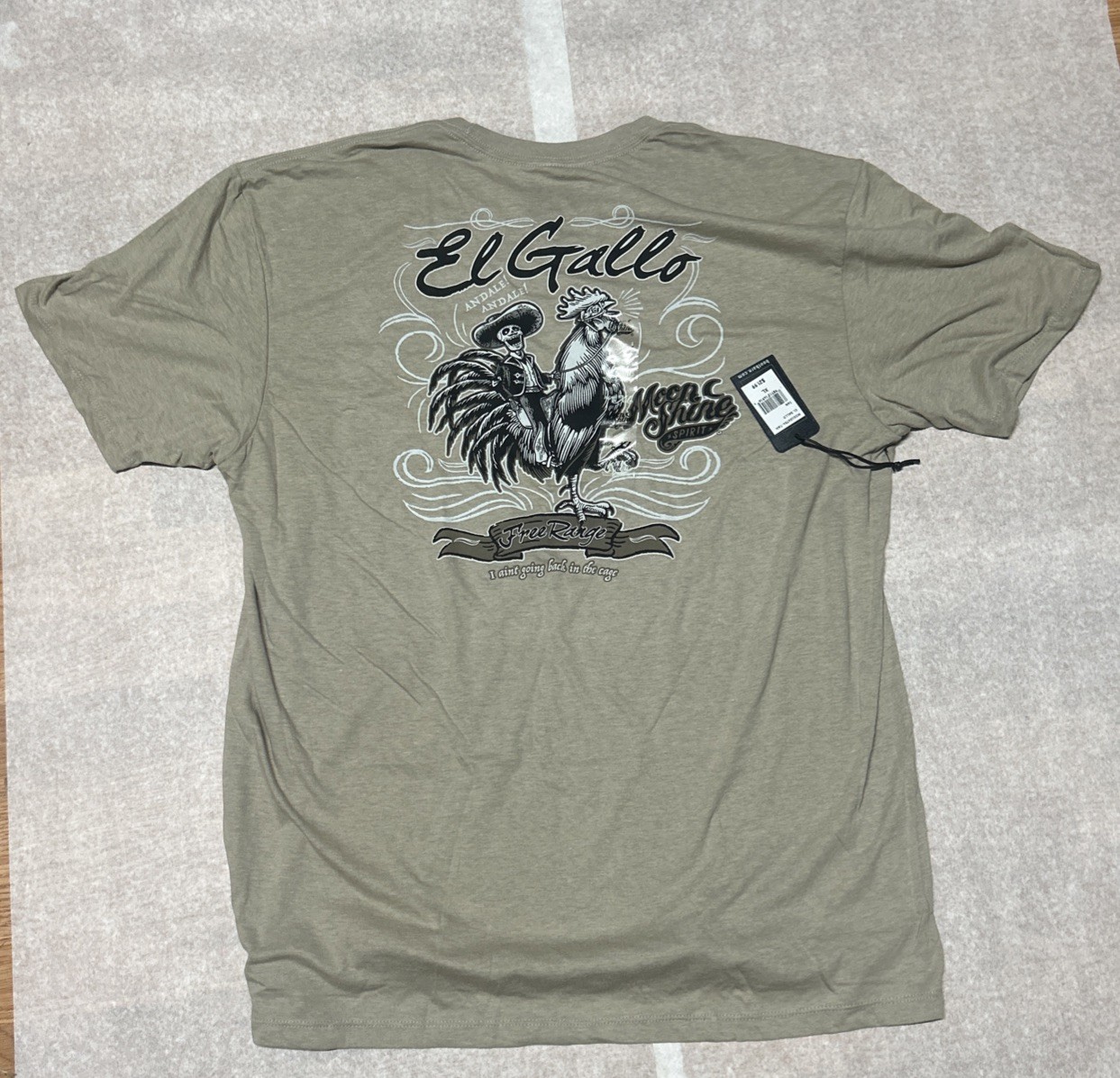 NWT El Gallo Men’s Brad Paisley Moon Shine Spirit T-shirt TAN XL