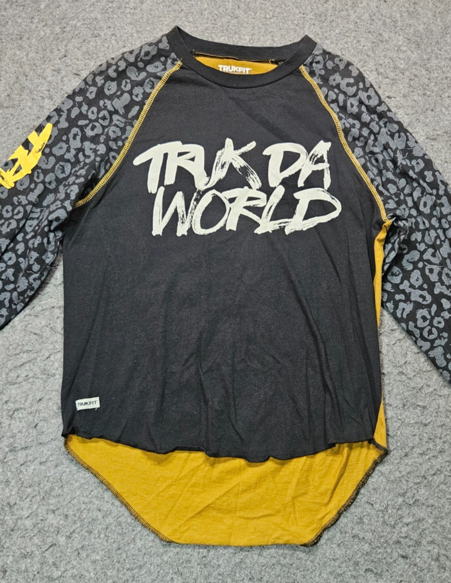 Trukfit multi-color long sleeve cotton “Truk da world” shirt men size Large