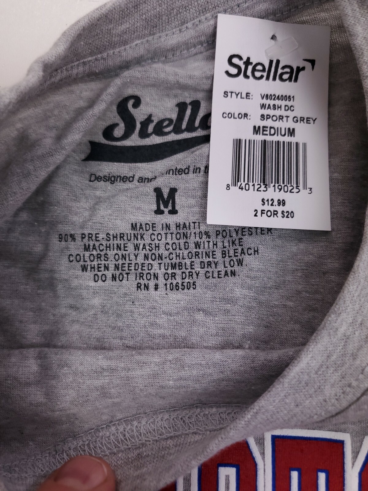 Stellar Washington DC T-shirt Size M Medium Gray District of Columbia Cotton