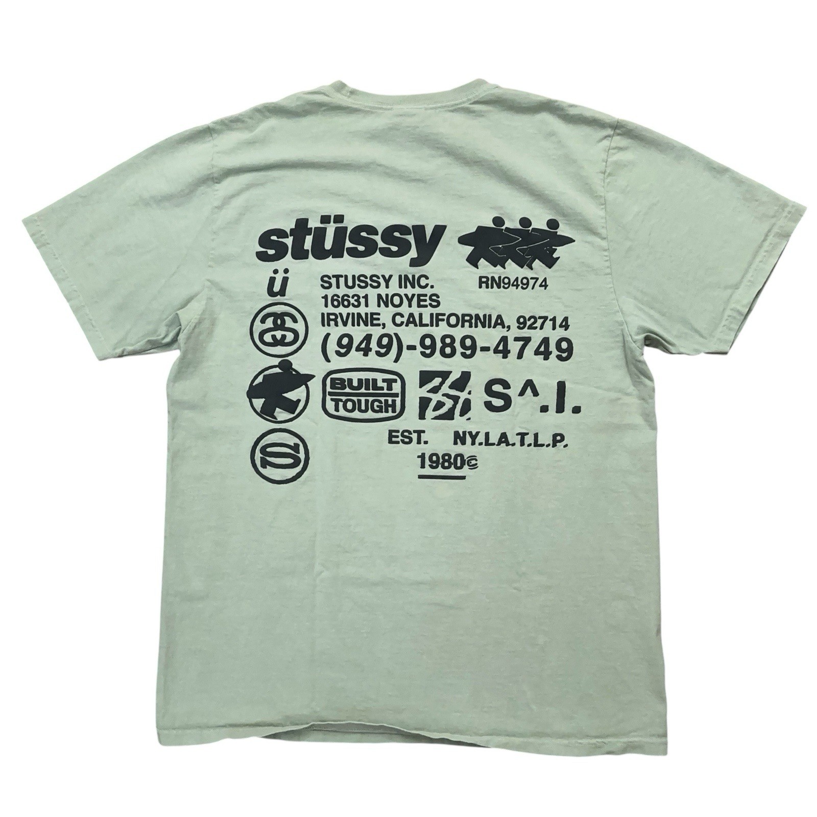 Stussy DNA Pigment Dyed T-Shirt Mens Size M Short Sleeve Crewneck Green
