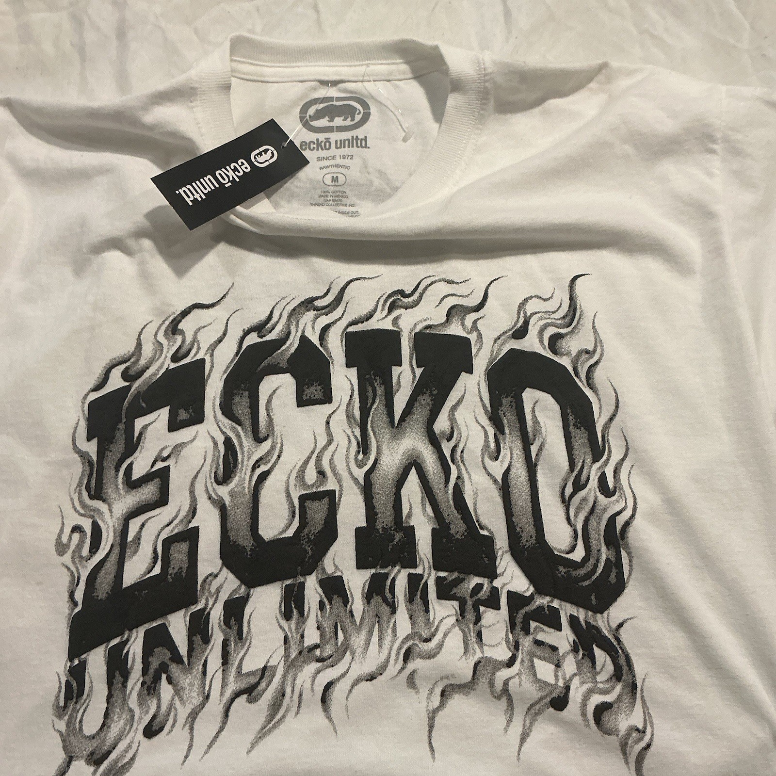Ecko Unltd. Men’s M White Graphic Logo Crew Neck Short Sleeve Cotton Knit Tee