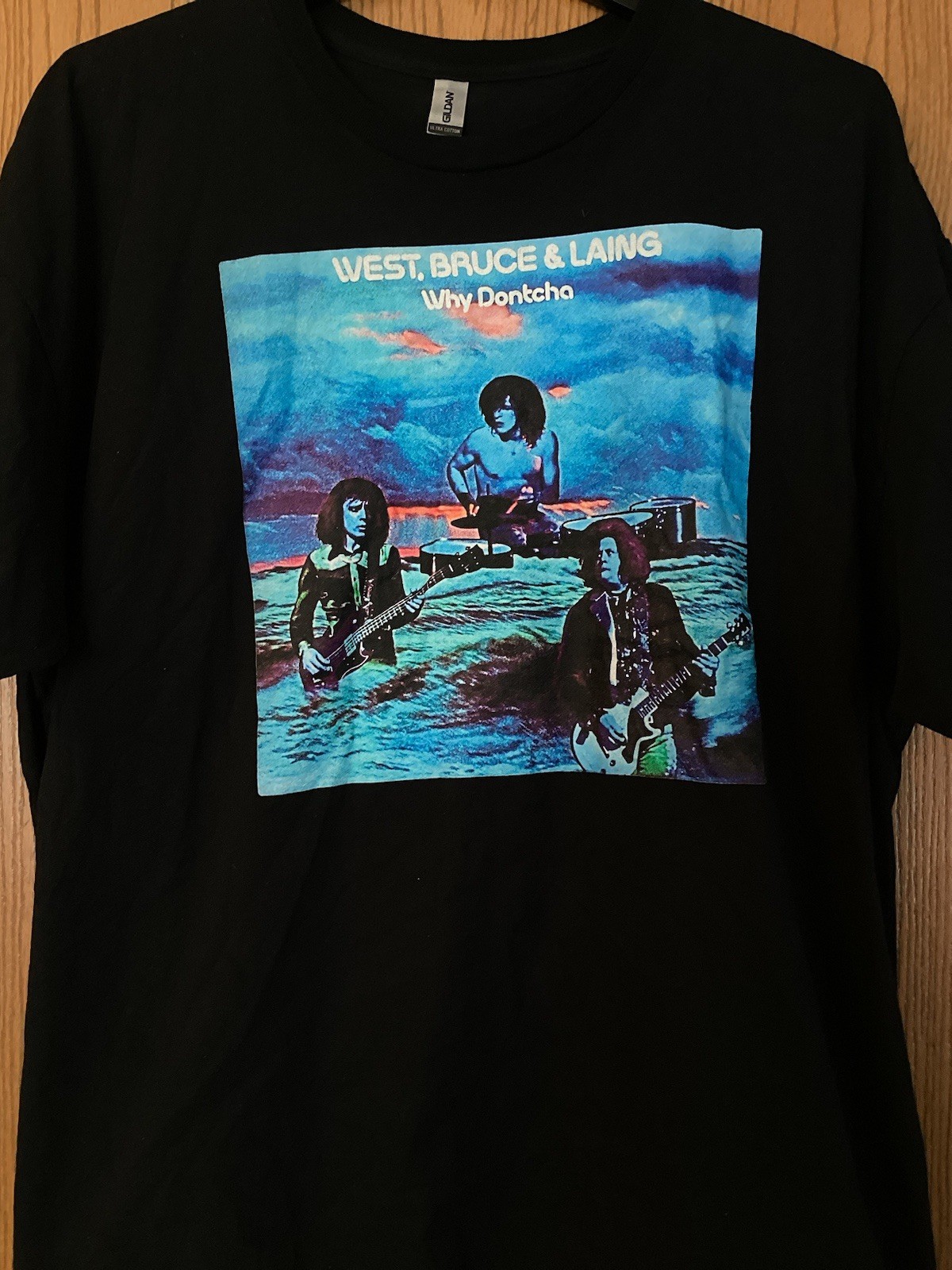 West, Bruce & Laing – Black Shirt Featuring “Why Dontcha” LP Cover Image – 3XL