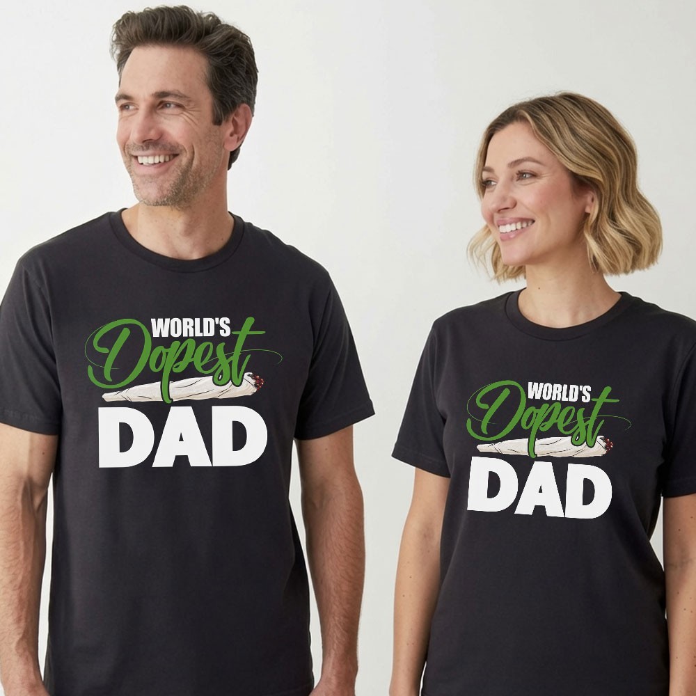 World’s Dopest Dad T-Shirt Funny Retro Green Text Father’s Day Novelty Men Tee