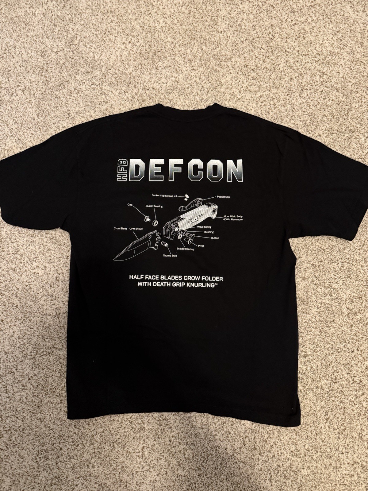 Defcon Group x Half Face Blades HFB Heavyweight Tee Black Large