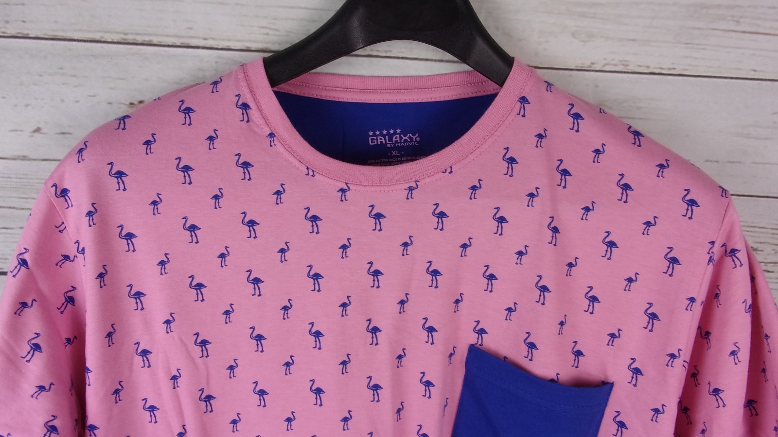 Galaxy Mens (Harvic) Pink/Blue XL Bird Logo Shirt 100% Cotton New
