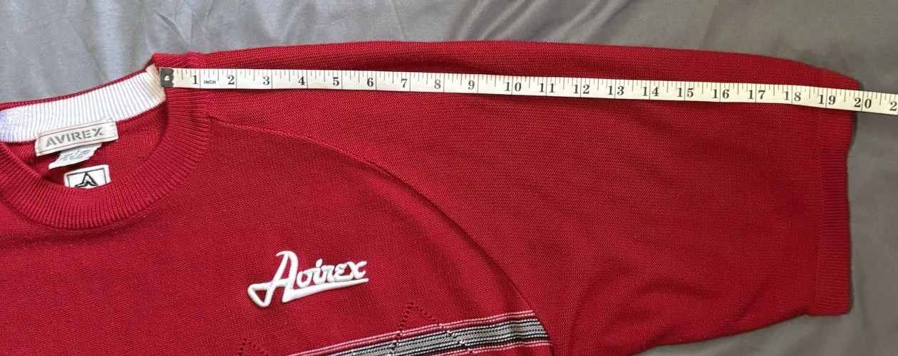 Avirex LTD Red Argyle Stripe Acrylic Knit Shirt Large Y2K Hip Hop Streetwear