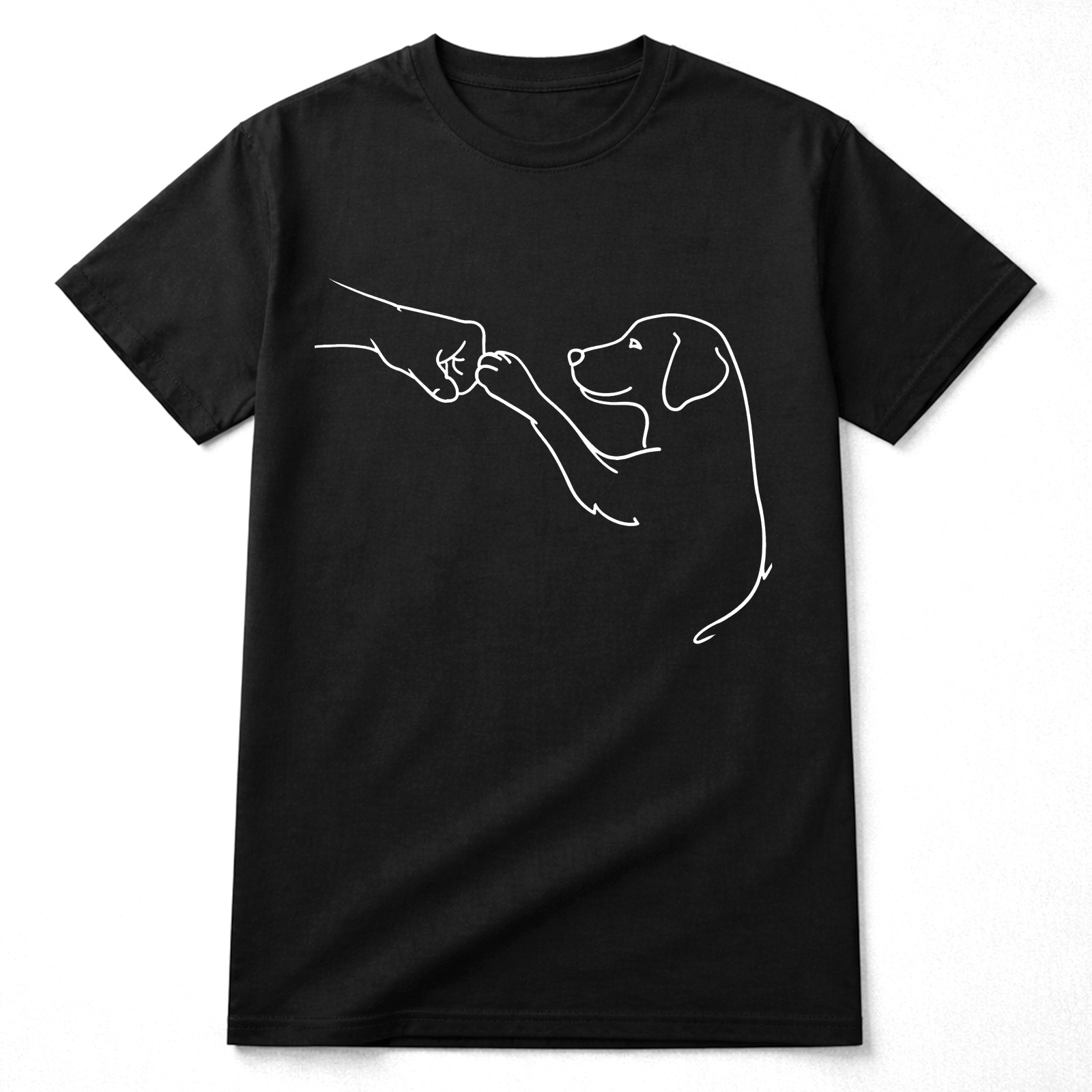 Minimalist Dog and Human Fist Bump Graphic Unisex T-Shirt Tee Casual Fit