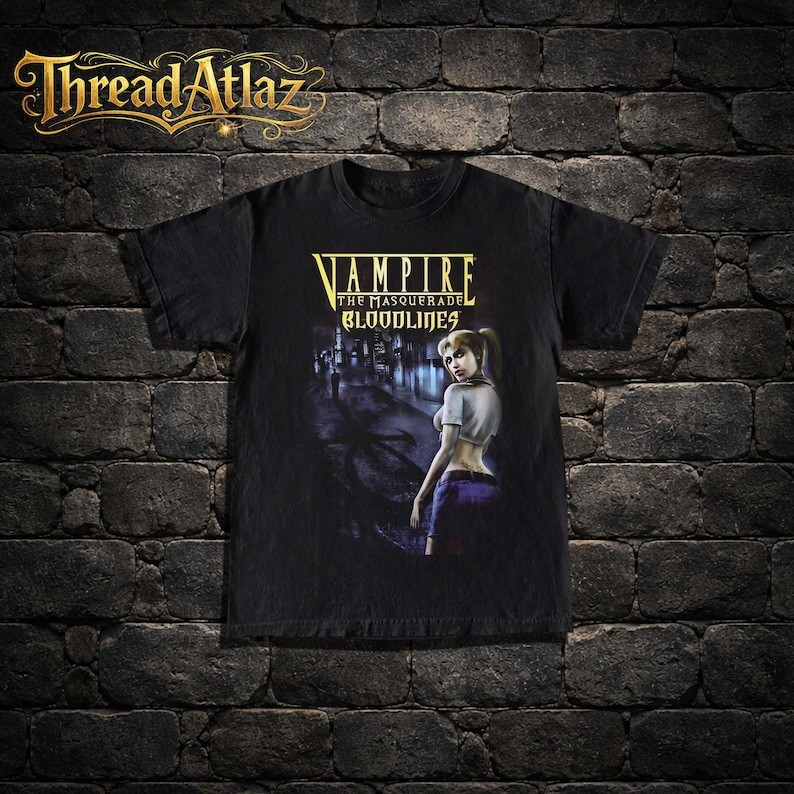 Vampire the Masquerade Bloodlines T-Shirt: Retro 2000s Grunge Tee