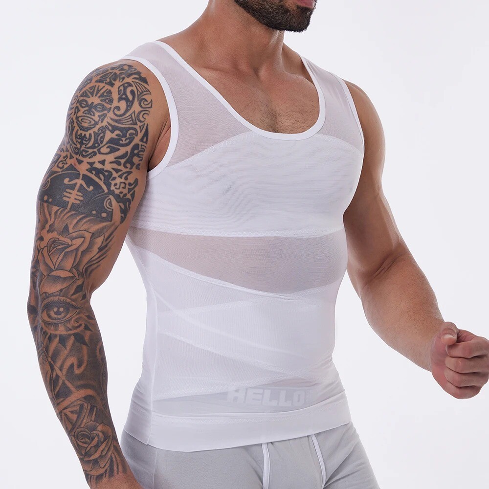 Men Slimming Body Shaper Tank Top Abdomen Gynomastica Compression Vest Shirt