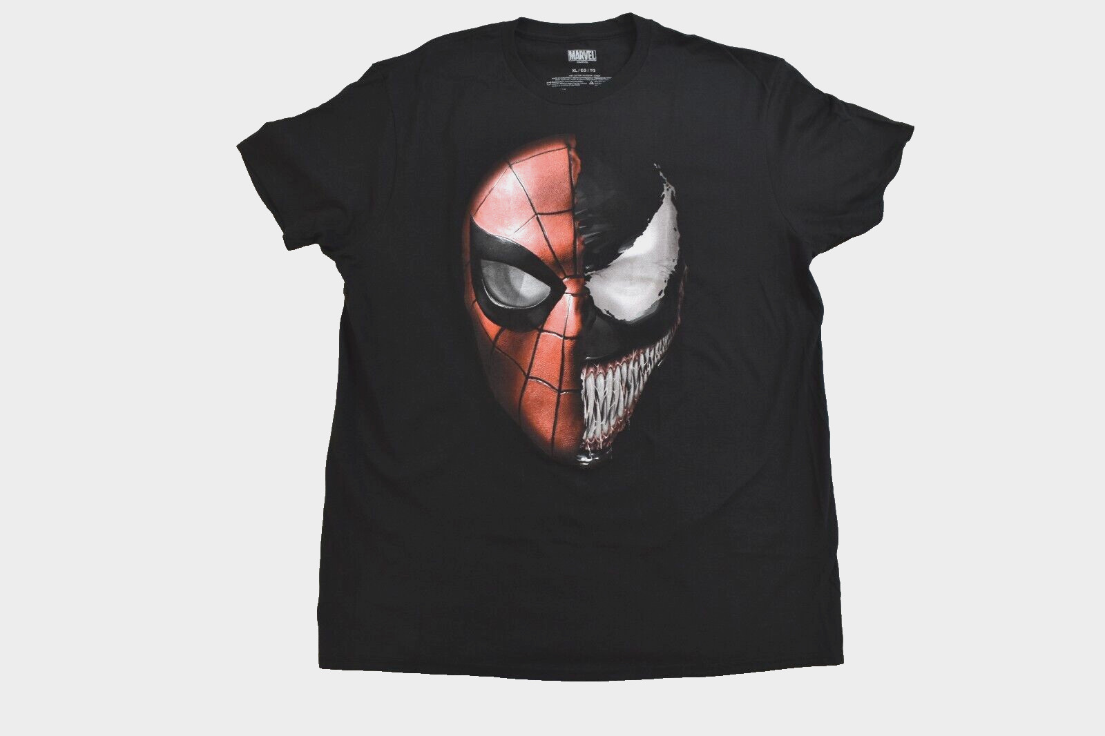 Marvel Mens Spider-Man Spiderman & Venom Split Spidey Faces Shirt NWT XL