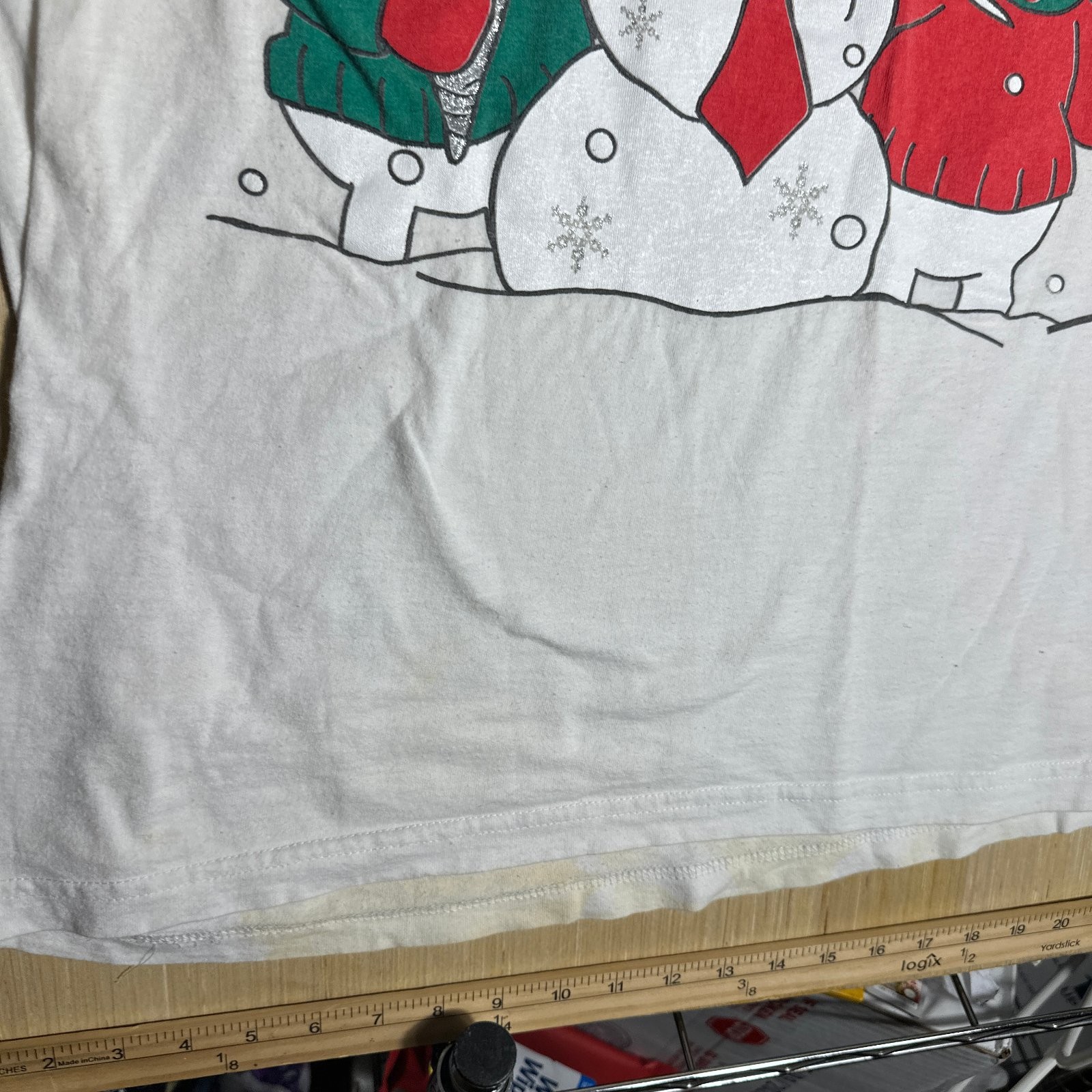 Vintage Christmas Let It Snow Shirt OSFA White Short Sleeve Men’s Graphic 90s