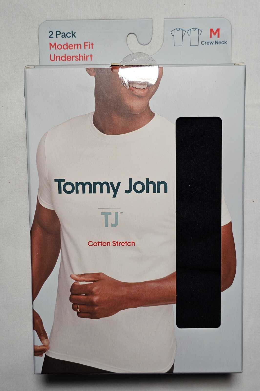 Tommy John Cotton Stretch Modern Fit Undershirt – Medium – Black – 2-Pack