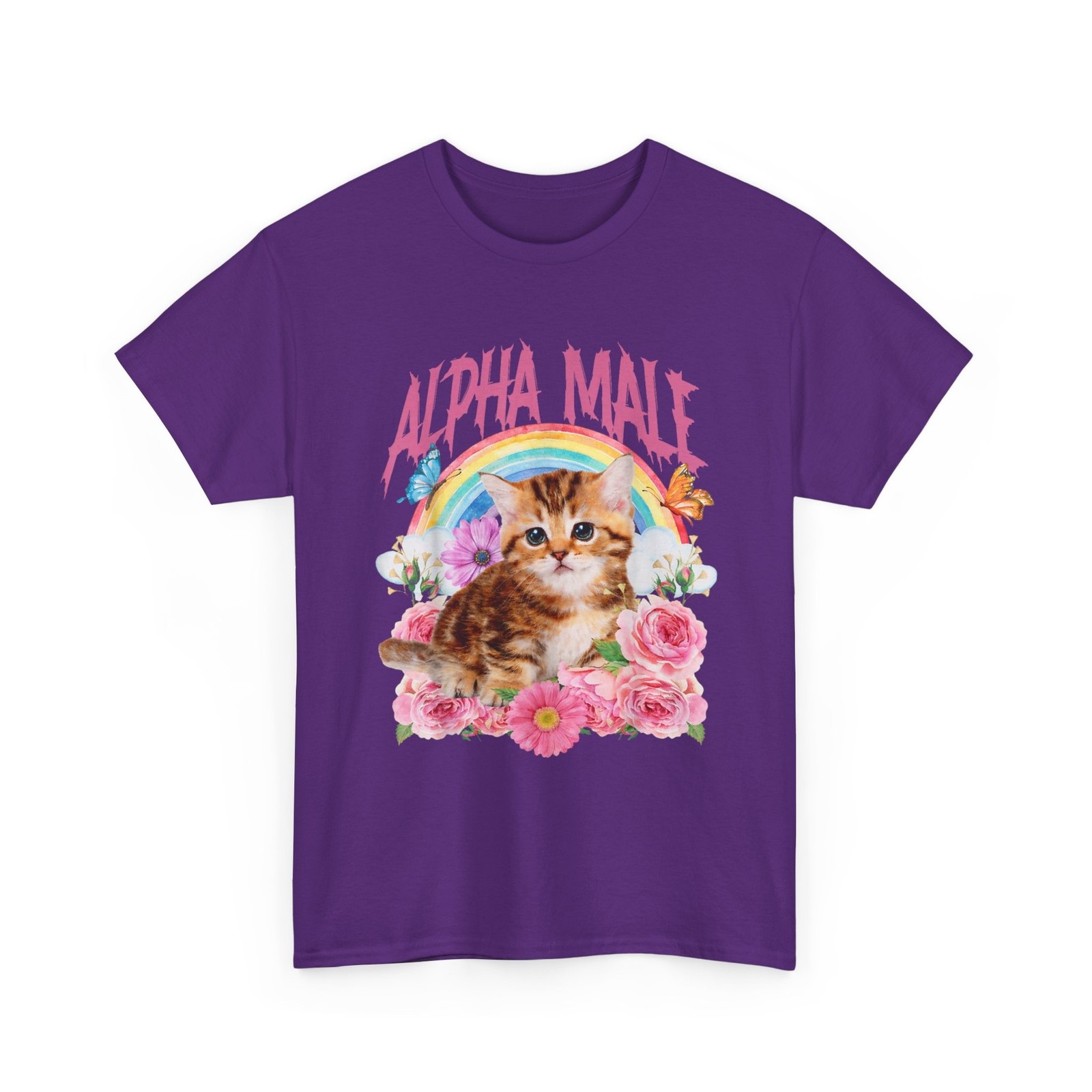 Alpha Male Funny Shirt, Cats Lovers Kitten Rainbow Floral T-Shirt
