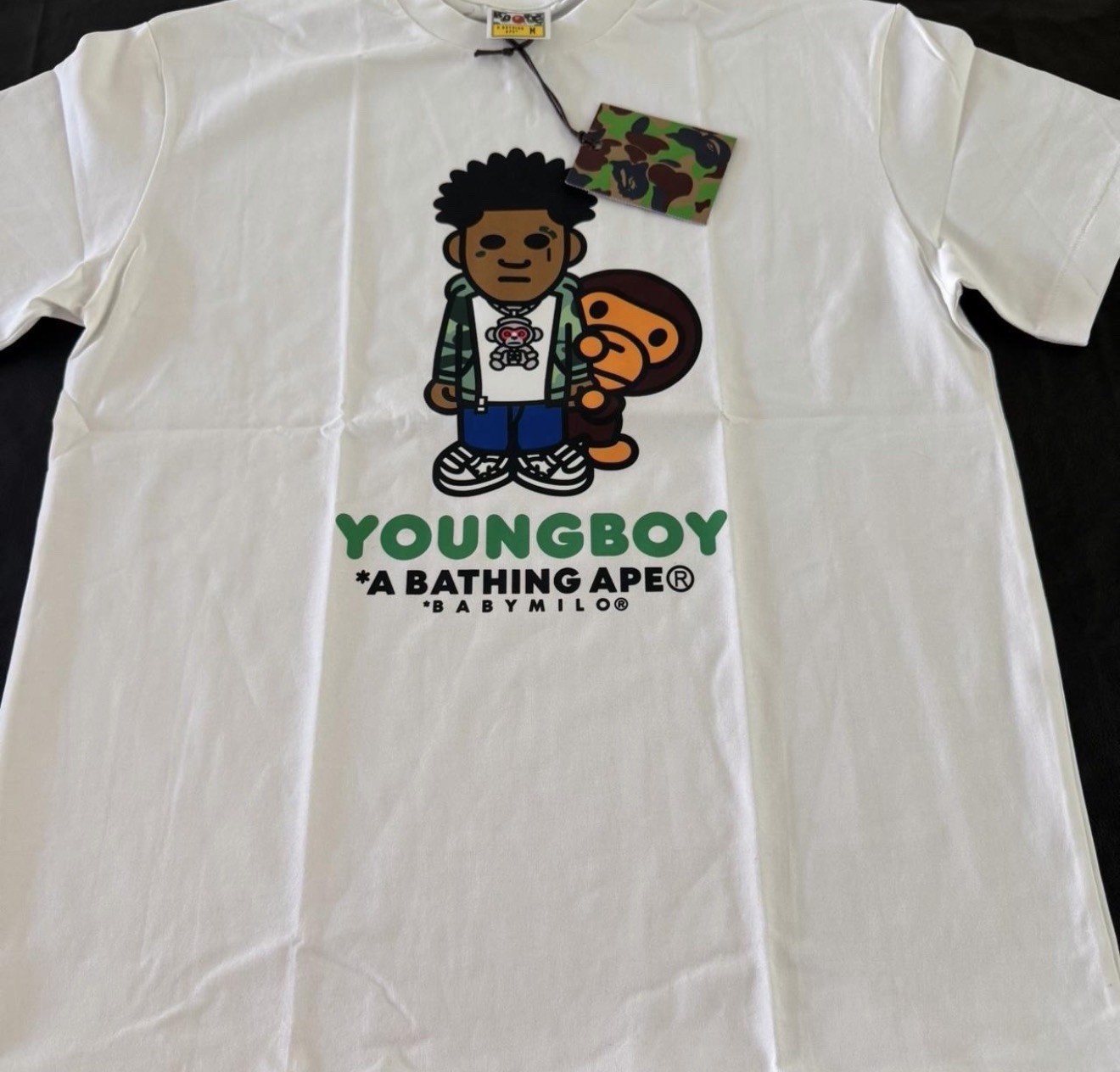 A Bathing Ape BAPE X Youngboy Baby Milo White Cotton Tee Size M