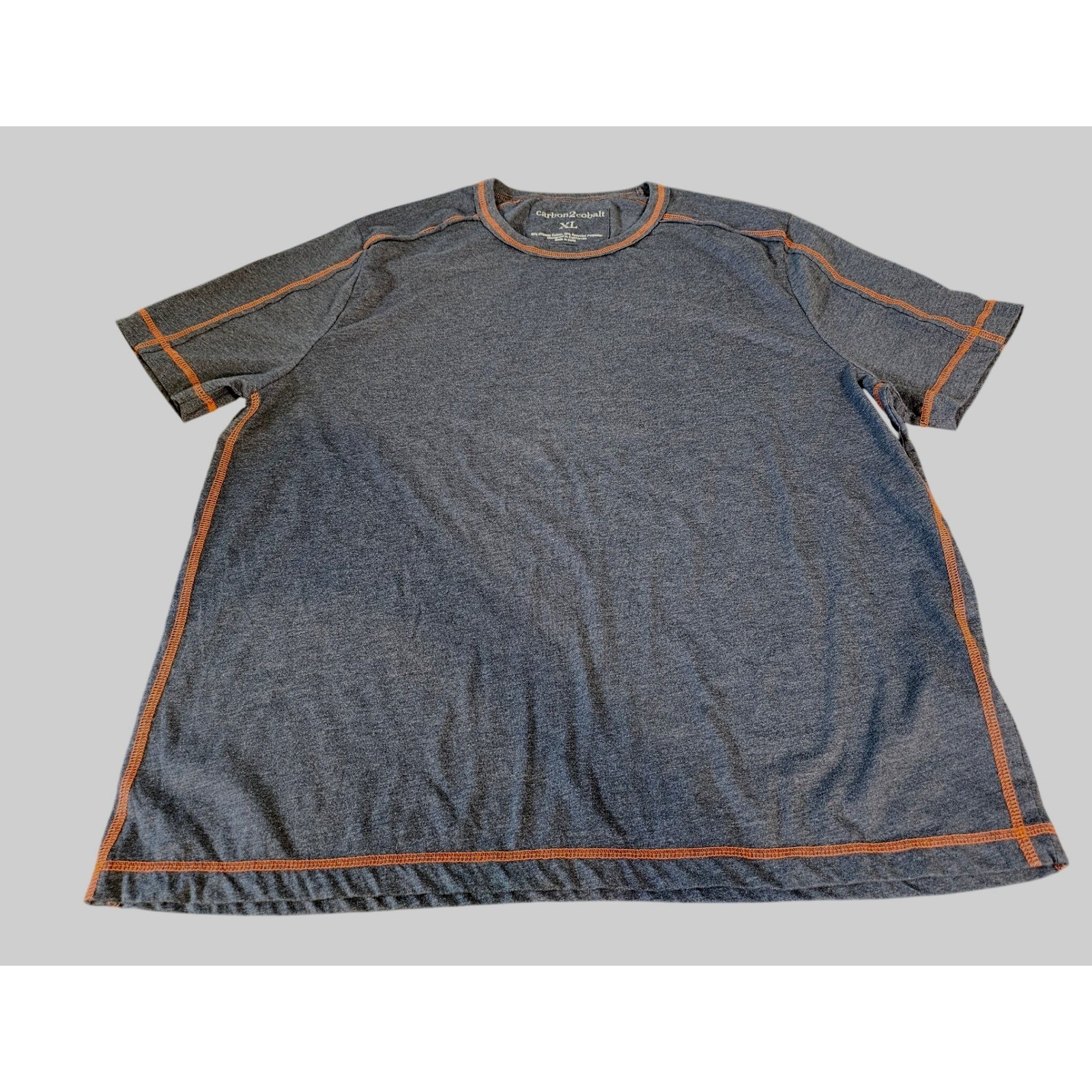 Carbon2cobalt T-Shirt Mens XL Gray Orange Contrast Stitch Organic Cotton Blend