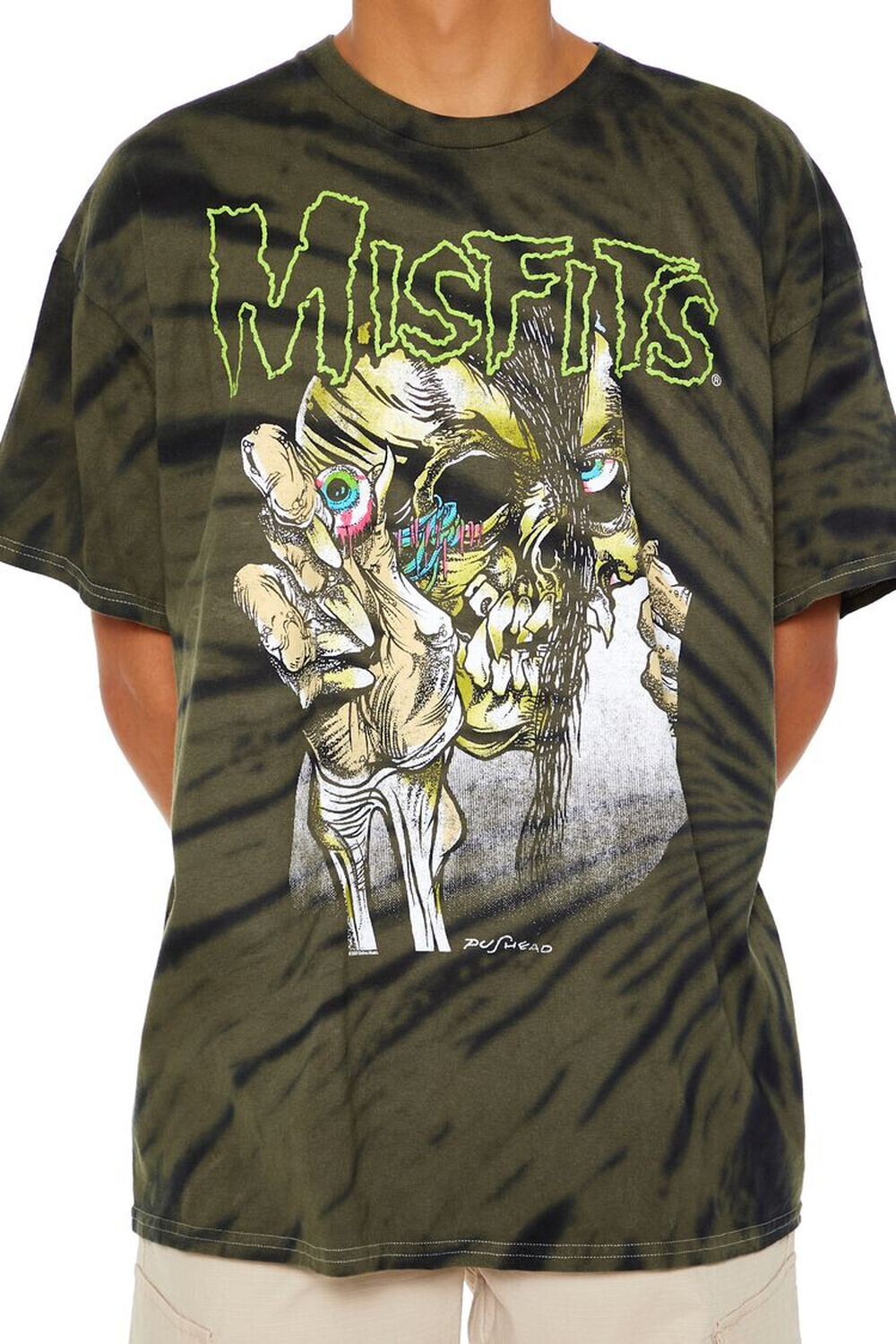 Misfits Mens Misfits Punk Rock Crimson Ghost Green Black Tie Dye Shirt New Large
