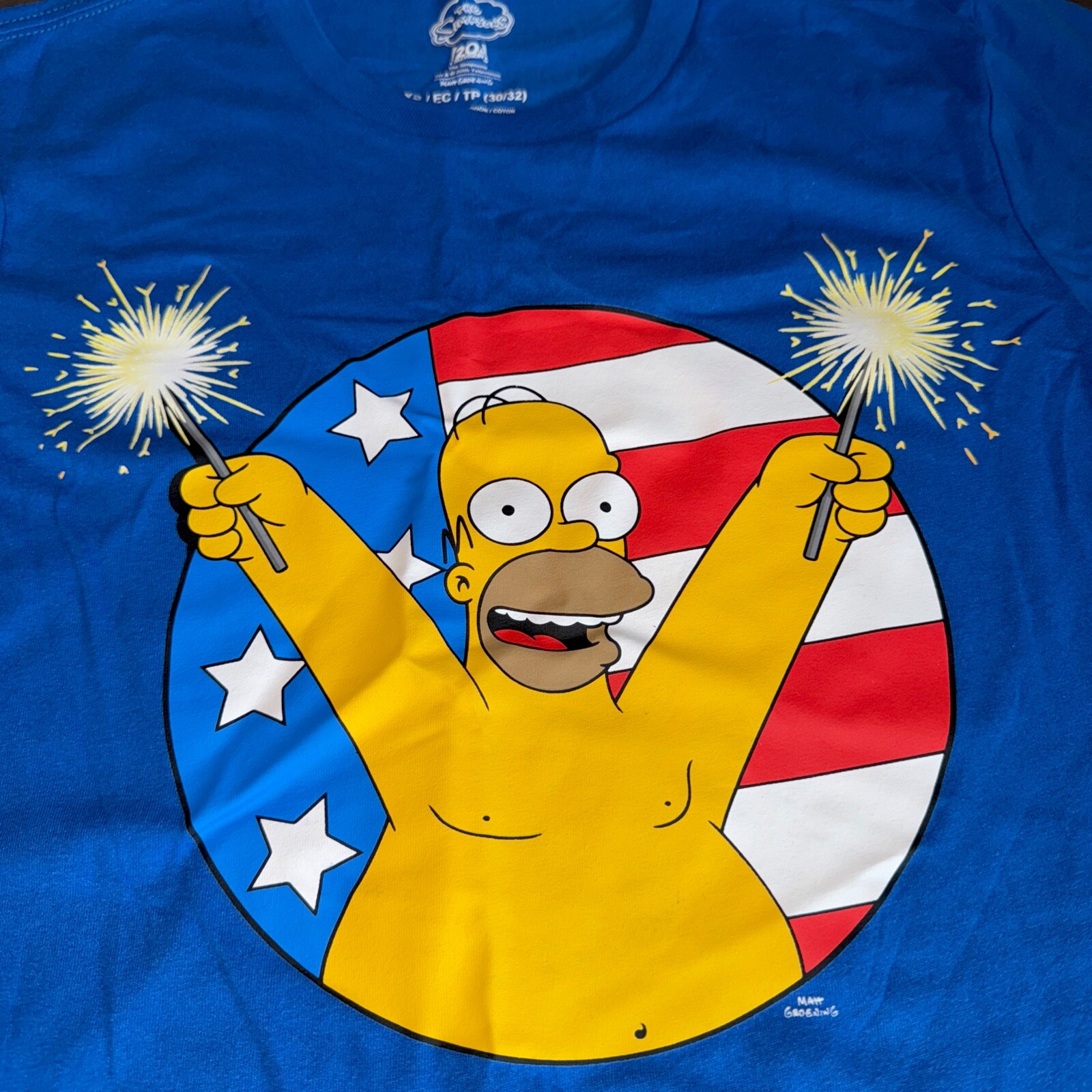 The Simpsons Homer Woohoo Men’s 4th of July T-Shirt, Blue, XS S M L XL 2X New