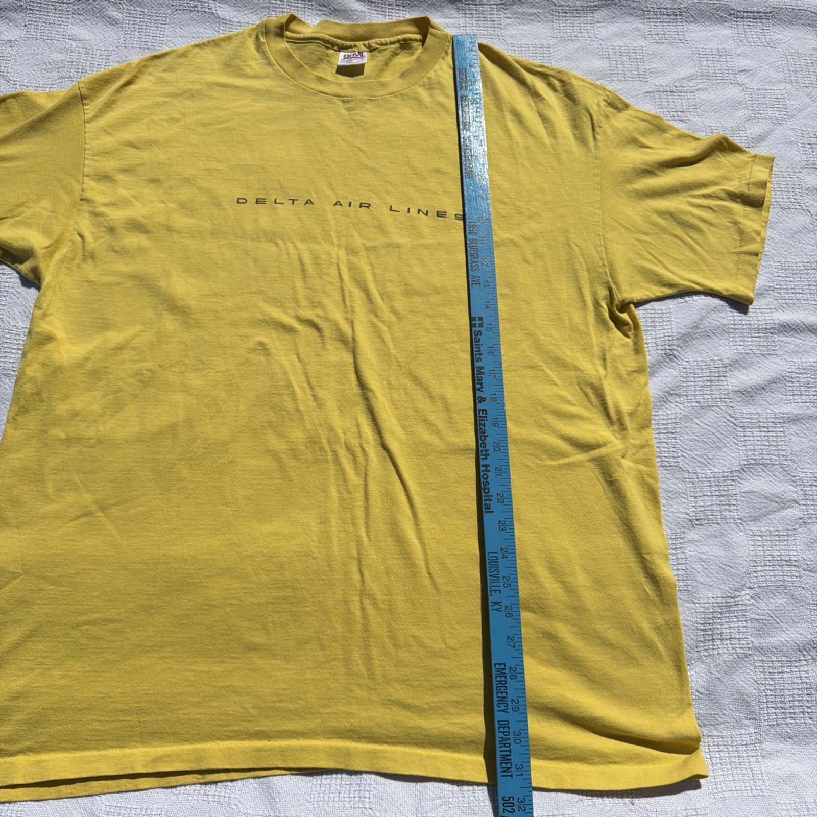 Delta Air Lines Anvil Yellow Employee Shirt Size XXL USA Vintage