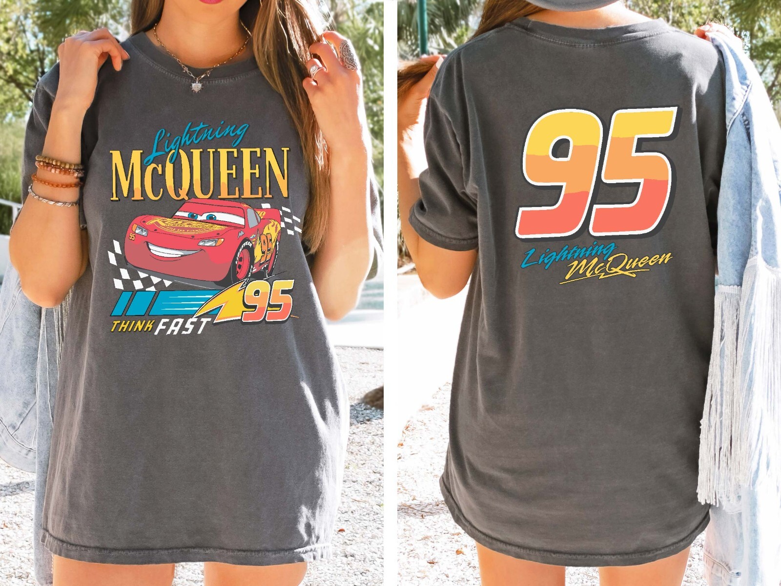 Vintage Lightning Mcqueen Comfort Colors Shirt, Kids Disney Shirt, Disney Cars