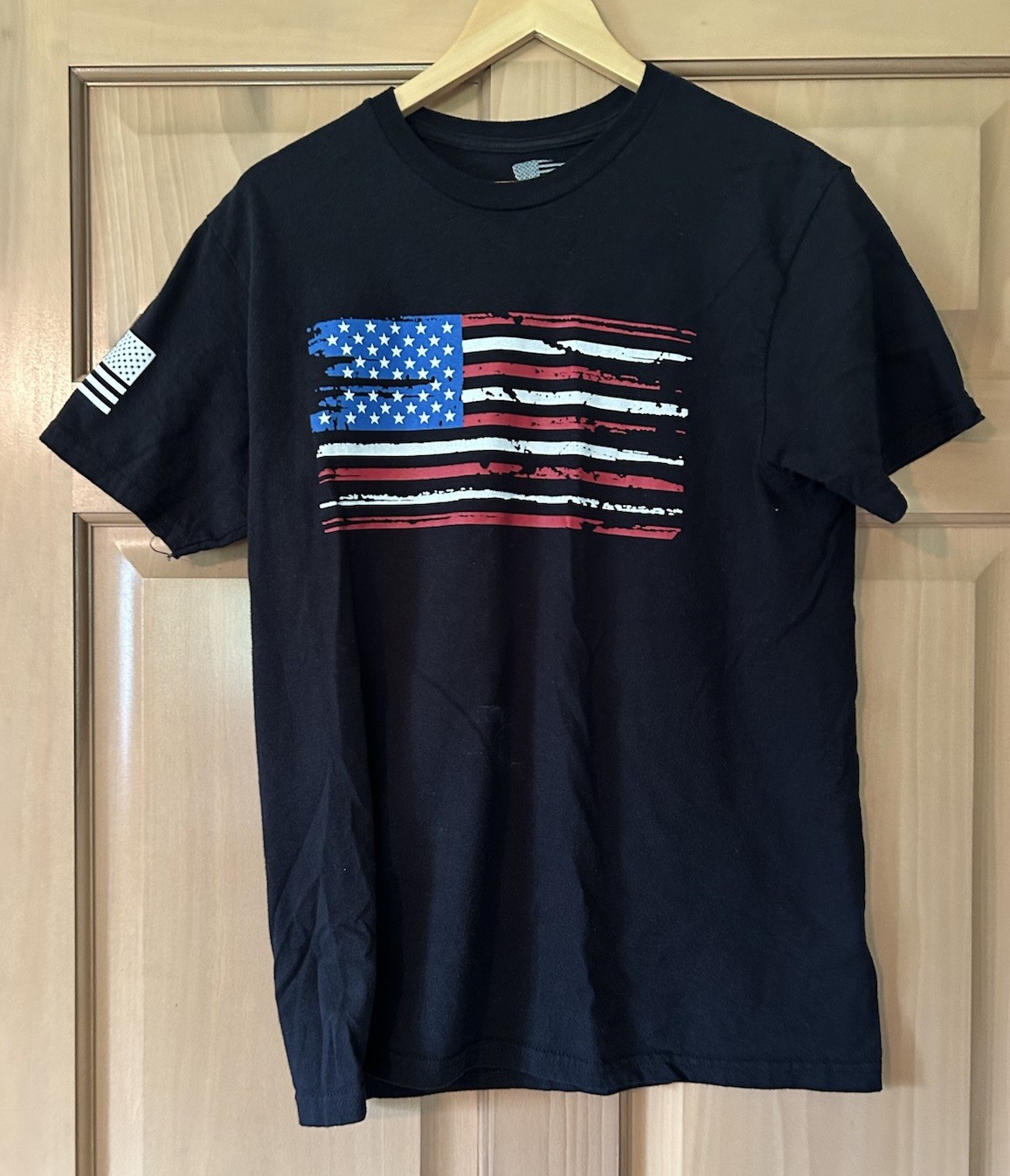 Grunt Style Patriotic USA Flag Black Cotton T- Shirt Men’s (Unisex) Size M