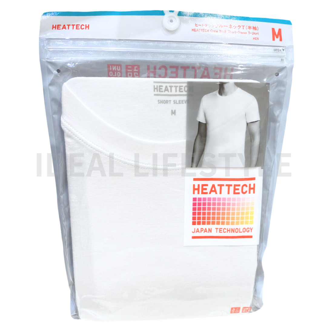 UNIQLO HEATTECH Crew Neck Short-Sleeve T-Shirt Black/White S-4XL Men 461202 NWT