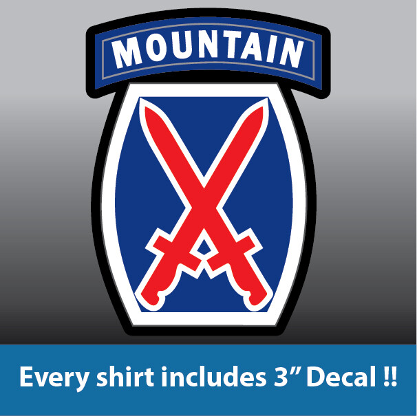 10th Mountain Division Army Triblend T-Shirt Includes Free Decal