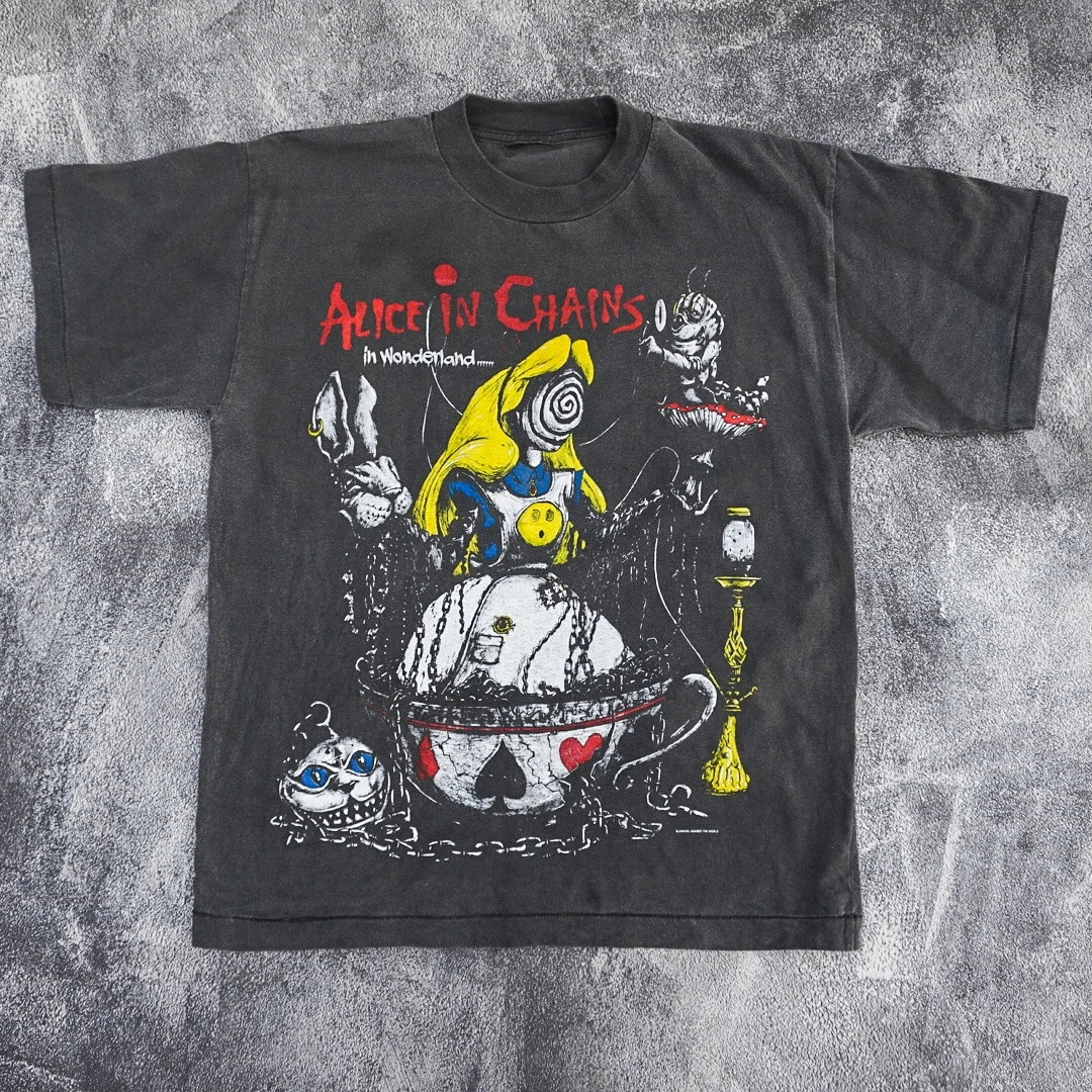 Alice In Chains In Wonderland 90s Rare Design Black T shirt NH25588