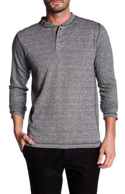 Vintage 1946 Marled French Terry Henley Shirt Charcoal M NWT $75