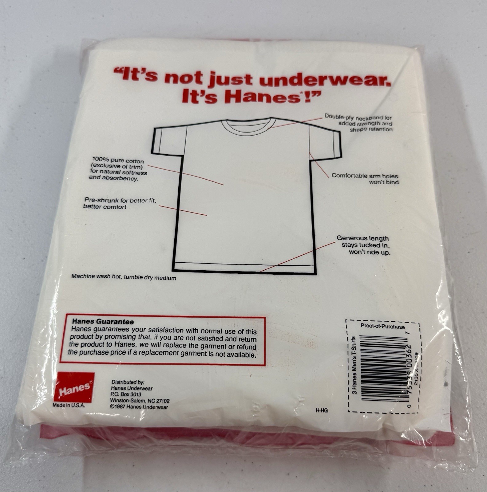 1987 Vintage 3-Pack Hanes T-Shirts Men’s XL White Crewneck Single Stitch NEW!