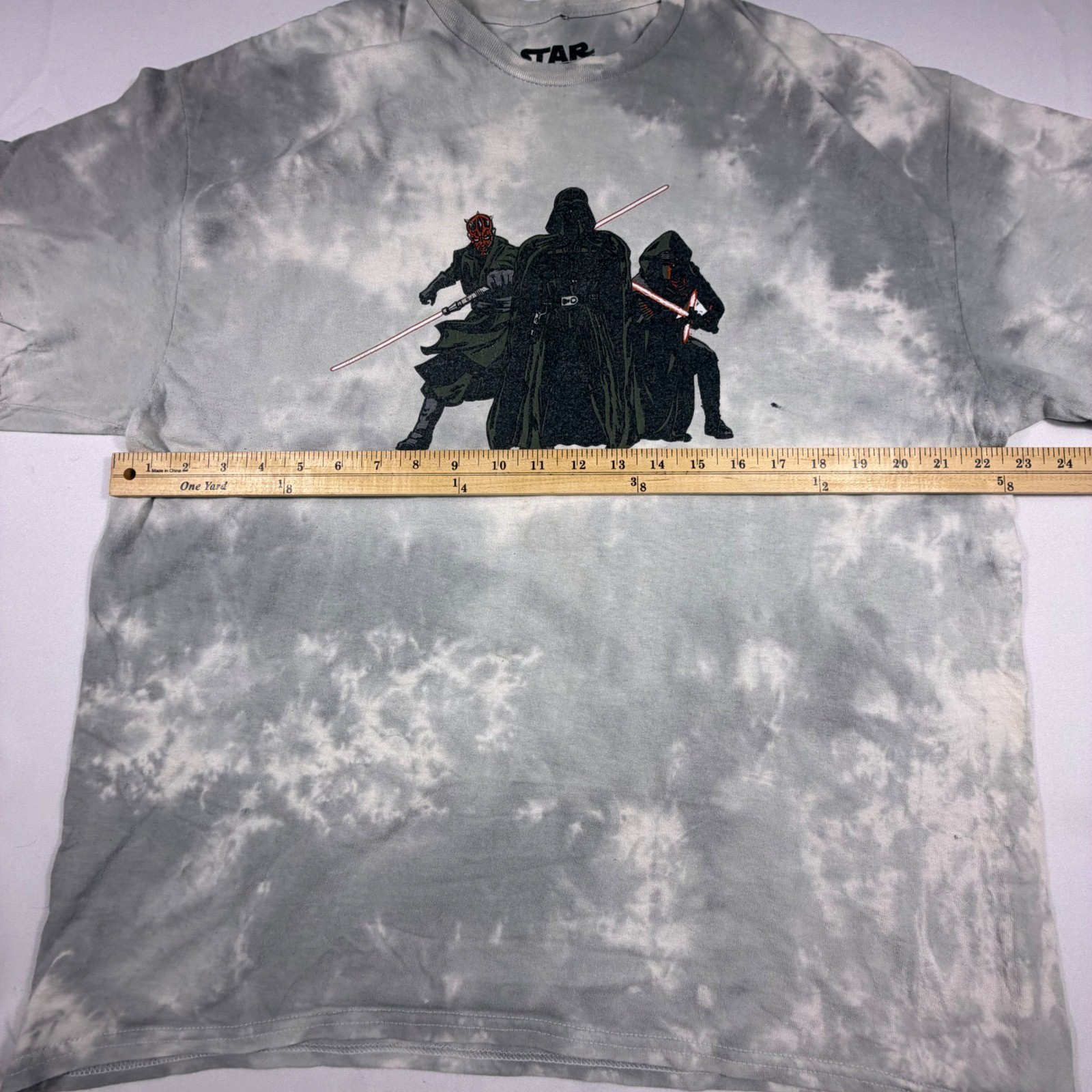 Star Wars The Dark Side Tie Dye Shirt Mens Large Darth Vader Maul Kylo Ren Grey