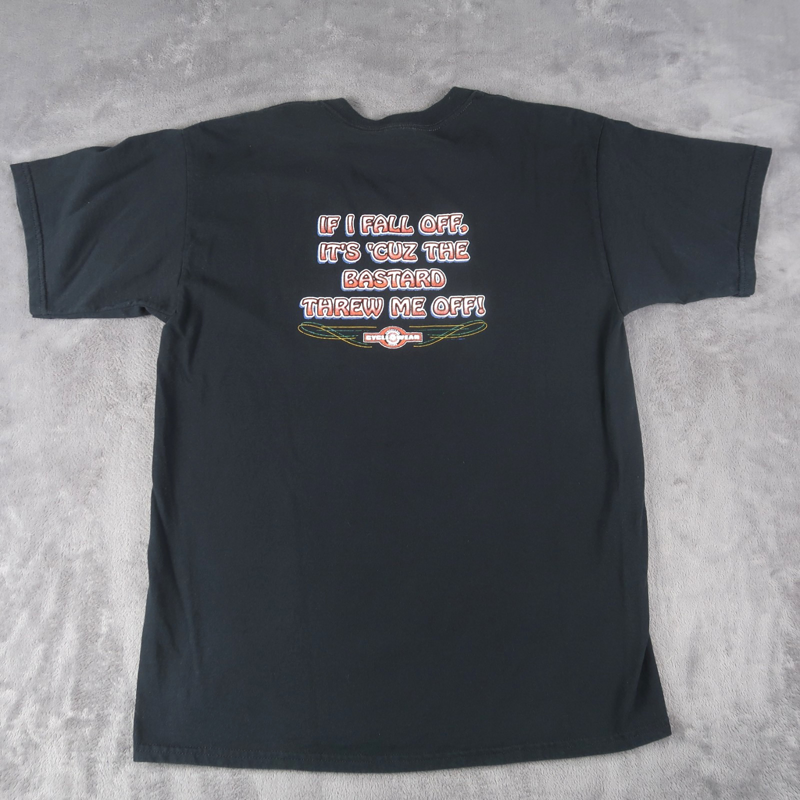 Vintage Cycle Wear If I Fall Off Black T Shirt L Large Cotton Biker