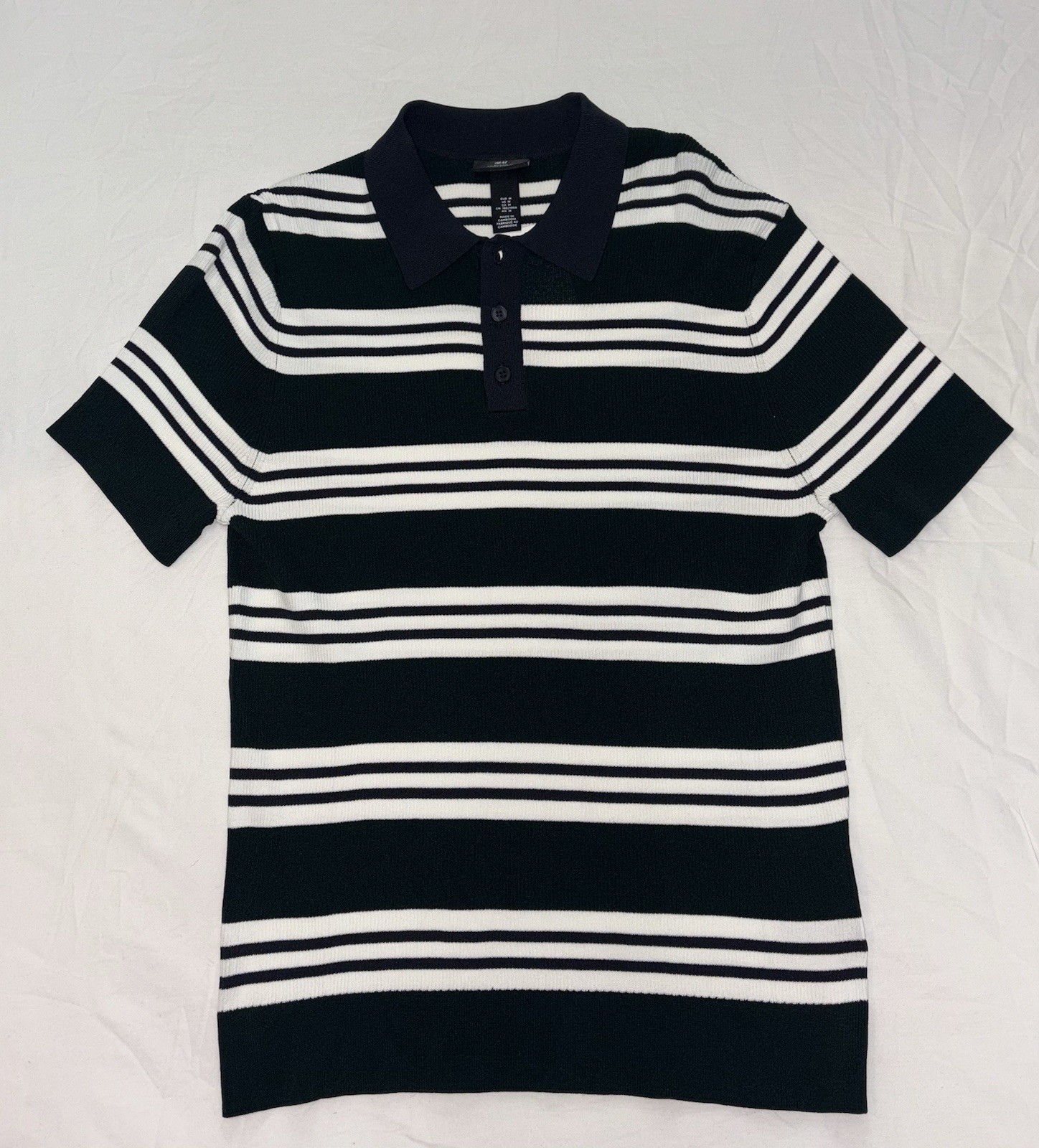 H&M Slim Fit Fine-knit Polo Shirt Size Medium