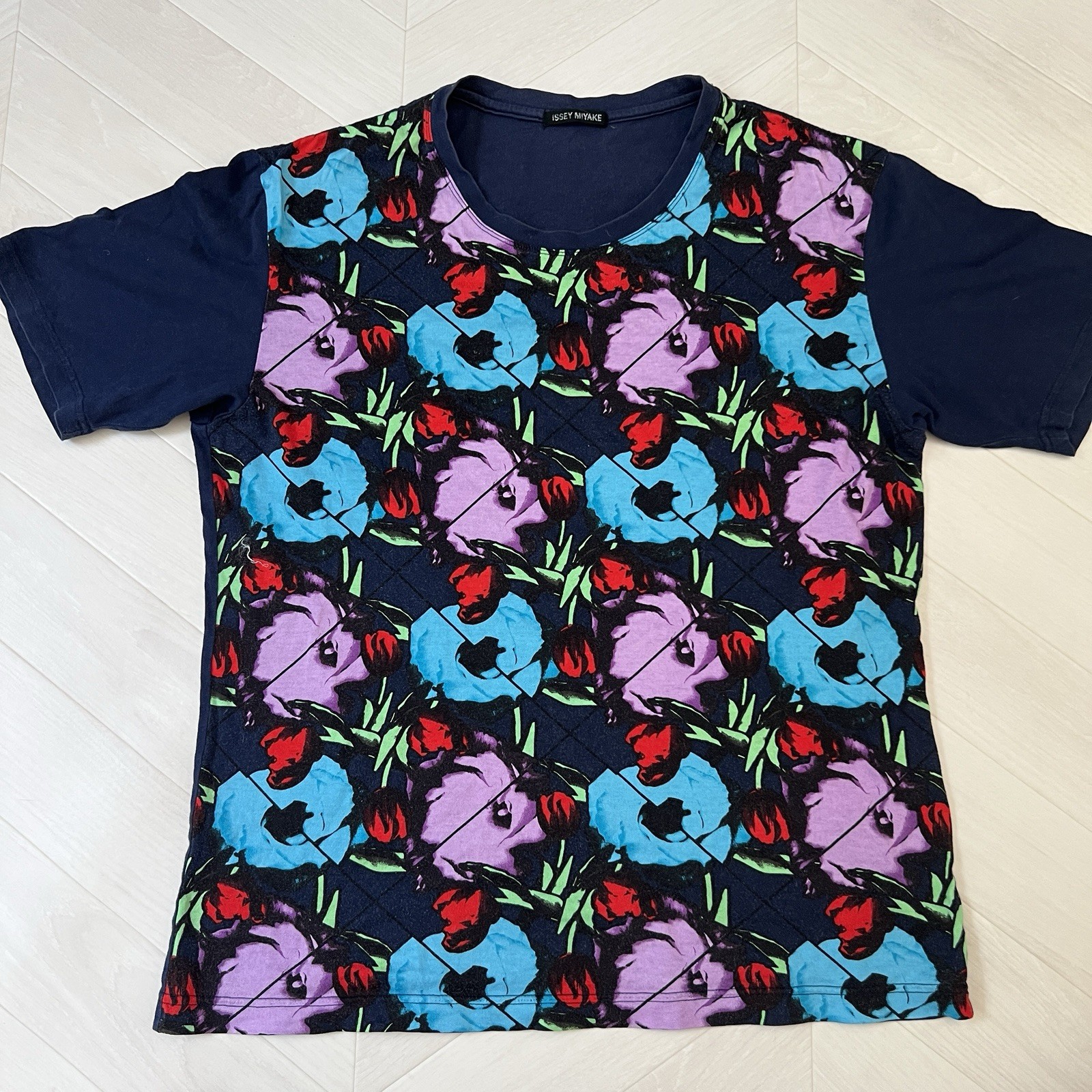 ISSEY MIYAKE T-shirt Painted Print Size 4 Good Condition
