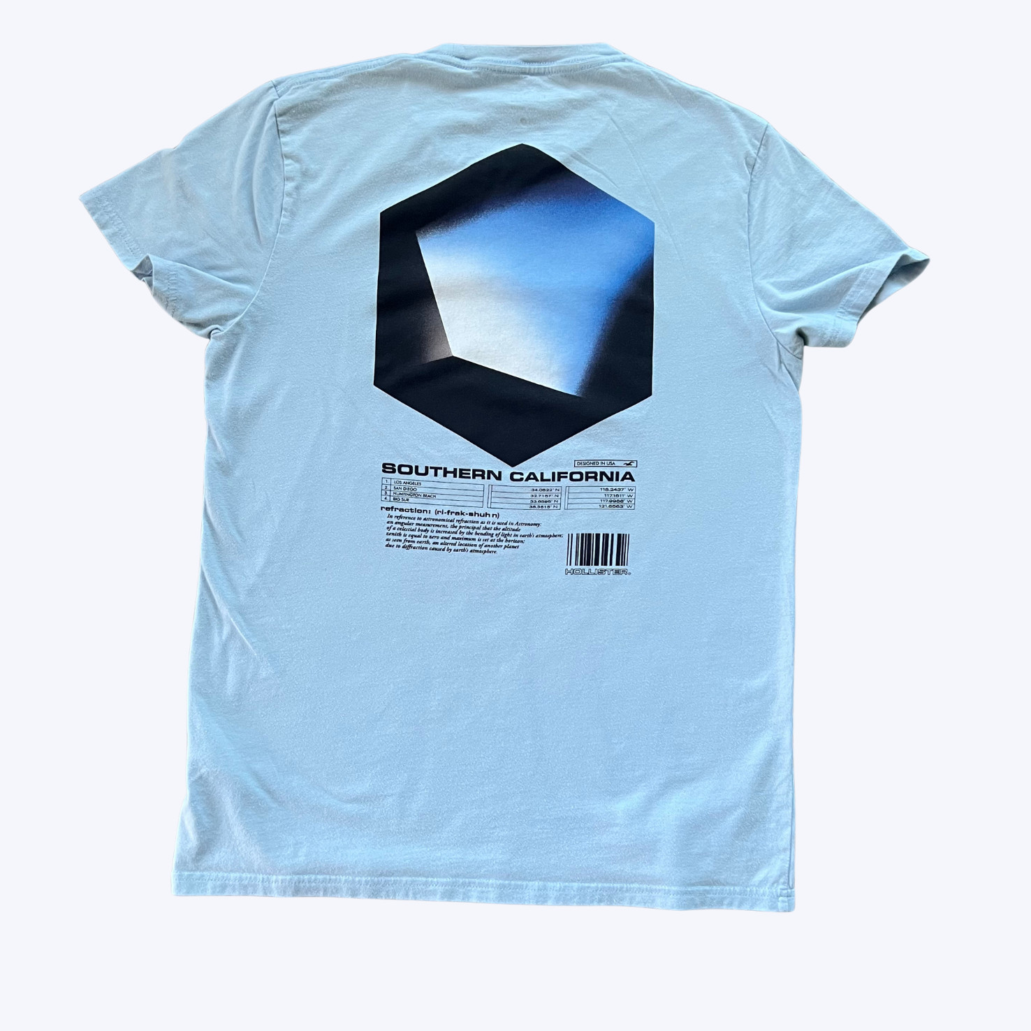 Hollister T-Shirt Adult Medium Short Sleeve Blue Cube Box