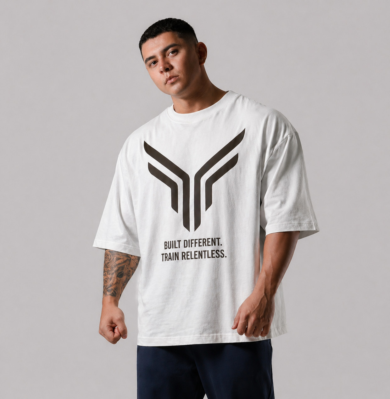 Men Running Sports Cotton T-shirt Gym Fitness Bodybuilding Loose Printed Shirt