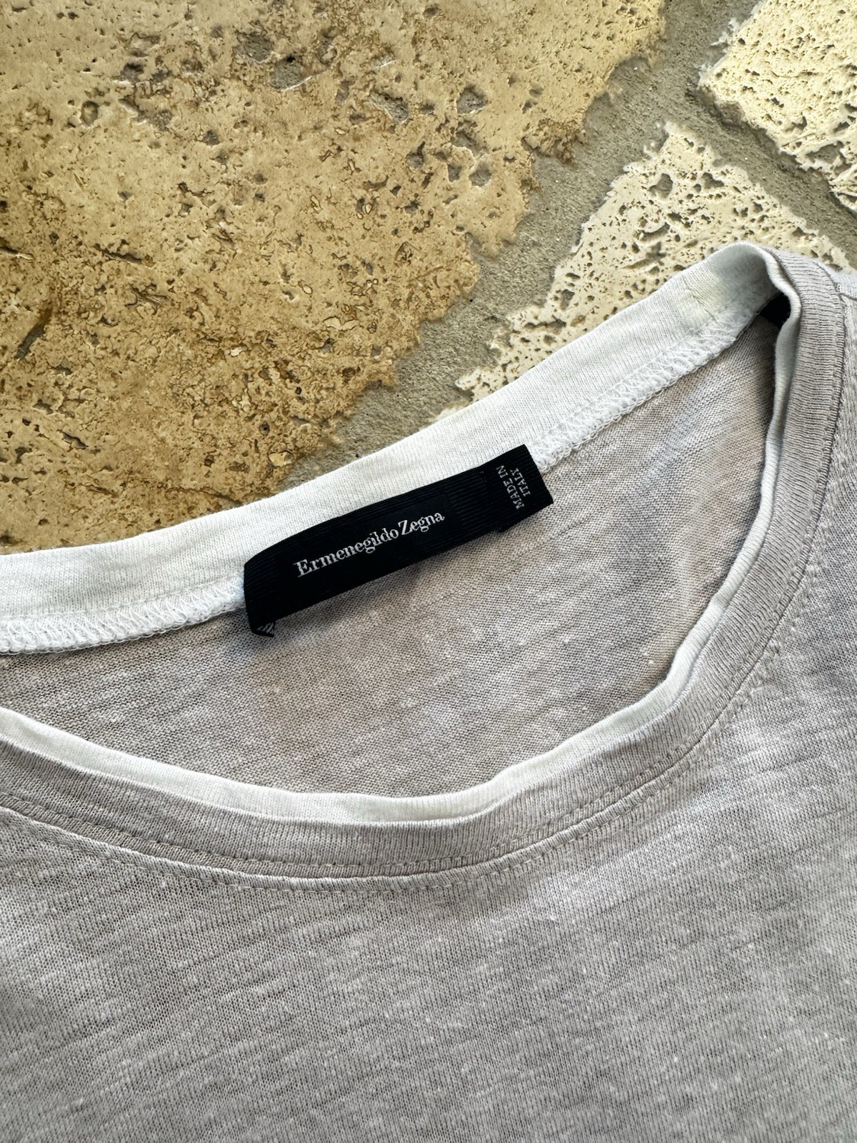 Ermenegildo Zegna Men’s Beige Tshirt Size L (52) 100% Linen ($695 Retail!)