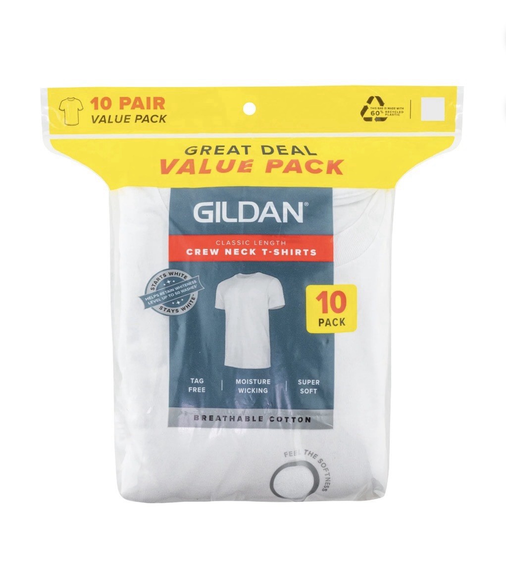 10-Pack GILDAN Men’s Size M Crew Neck T-Shirts Tee Short Sleeve Tag-Free • White