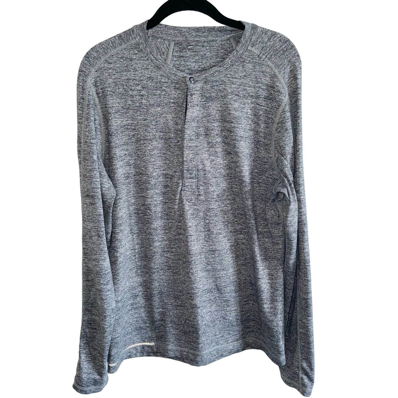 Lululemon Surge Long Sleeve Henley Sz Medium Space Dye Camo Black Dark Slate