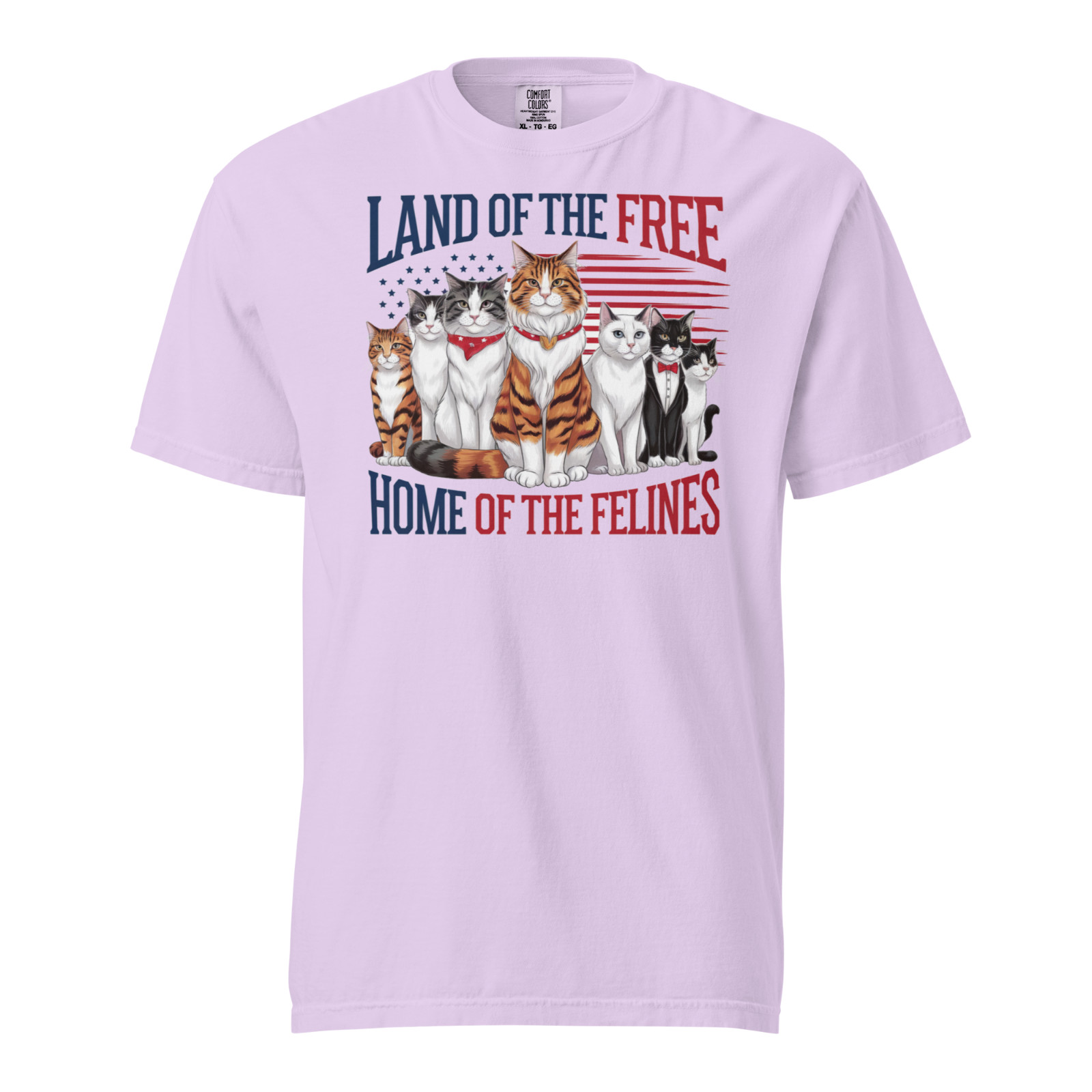 Land of the Free Home of the Felines Comfort Colors Cat Lover T-Shirt