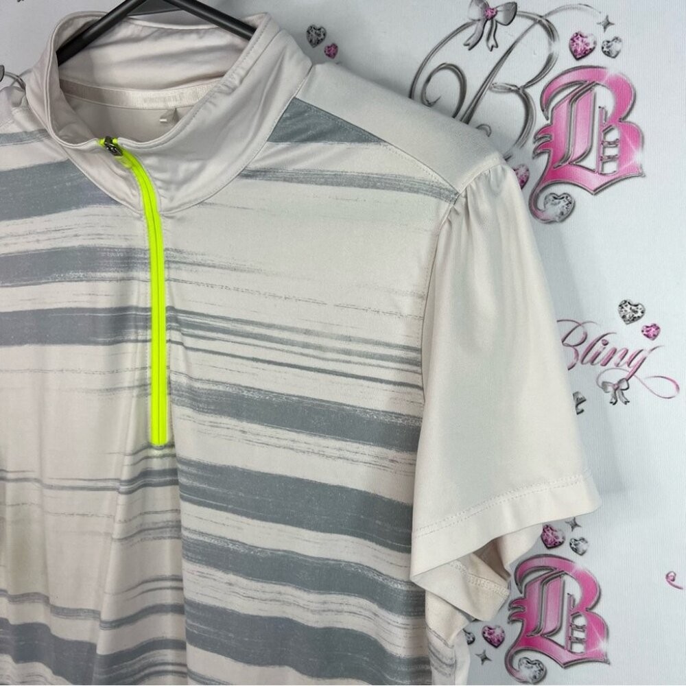 Nike golf tshirt tour performance White and Gray Striped Casual Shirt