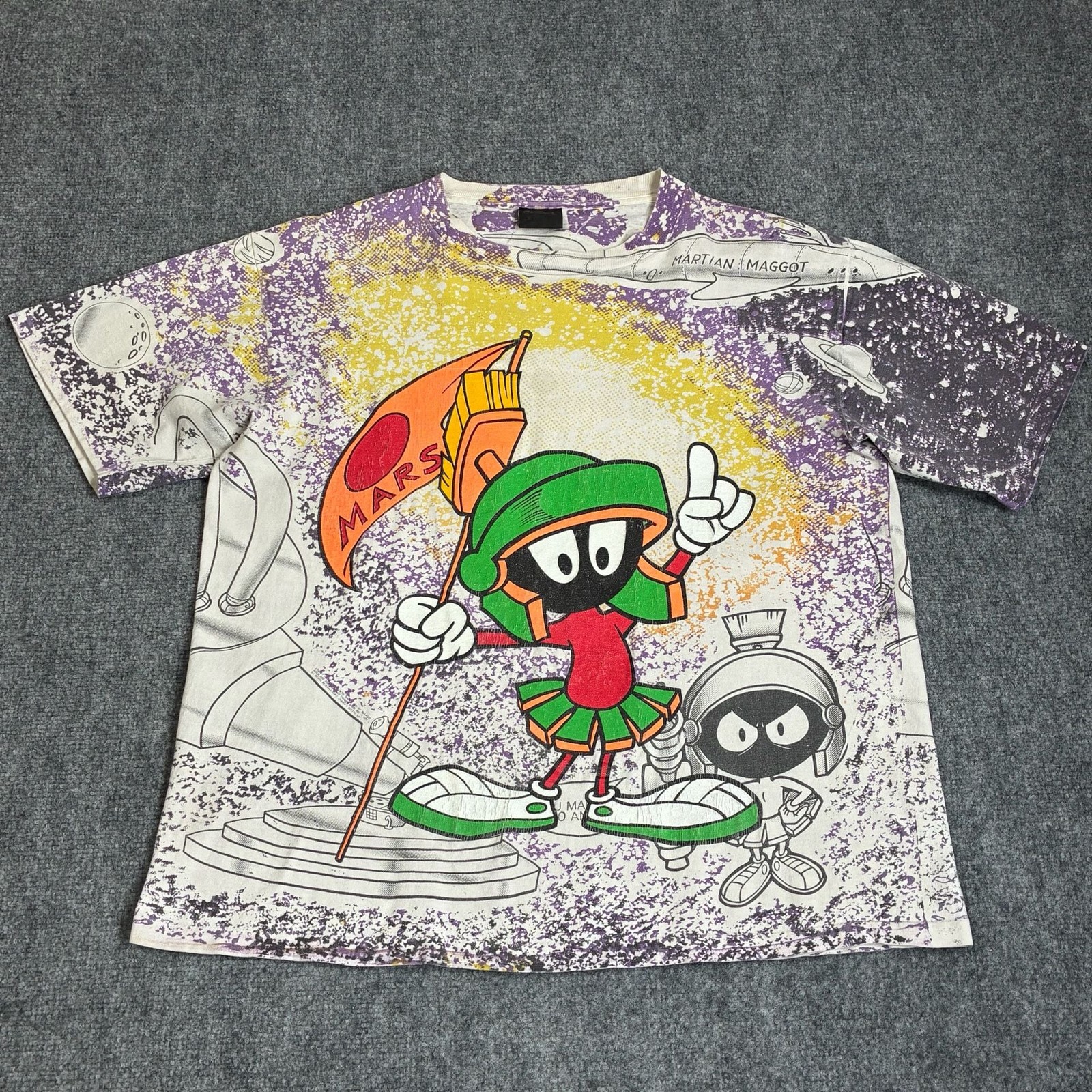 Vintage 1991 Marvin the Martian Looney Tunes All Over Print Graphic T-Shirt