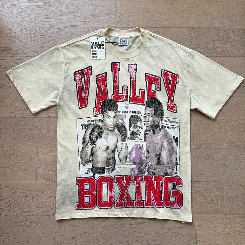 Vale Forever Heaven TEE Two people boxing print wash Style Mens T-shirt