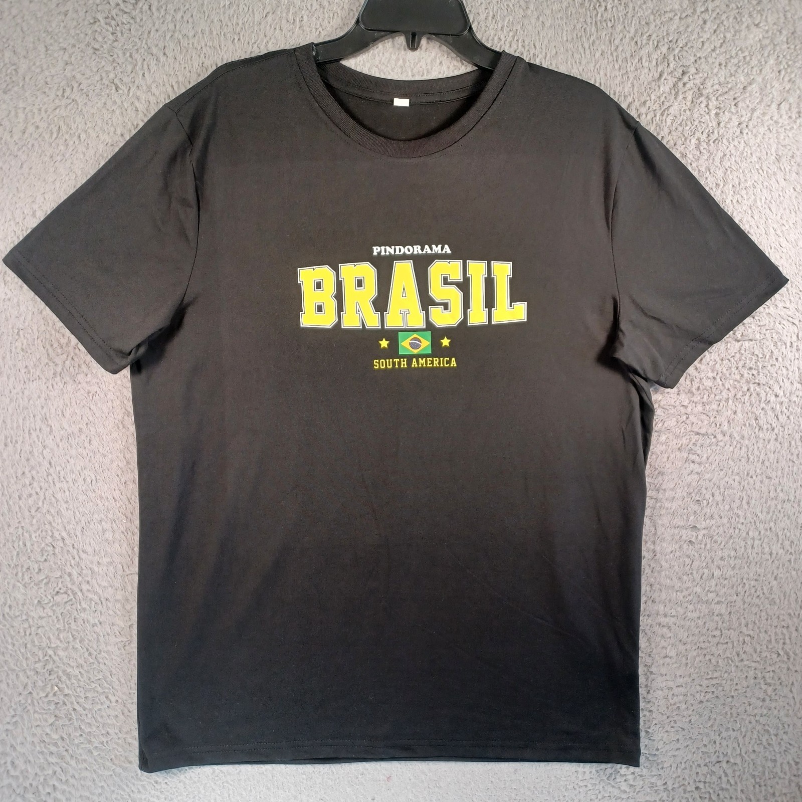 Brasil South America Pindorama Mens Black T-Shirt Size Large Short Sleeve Soft
