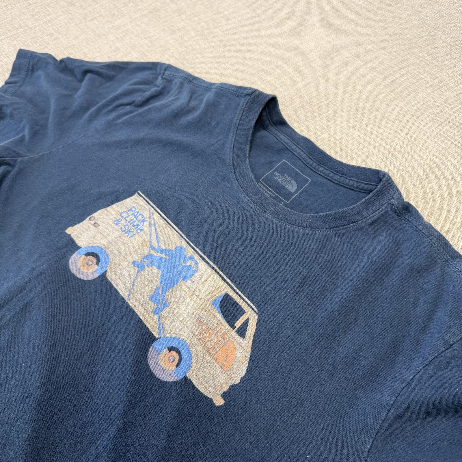 The North Face Shirt Mens Large Blue Crew Neck Short Sleeve Pack Van Graphic