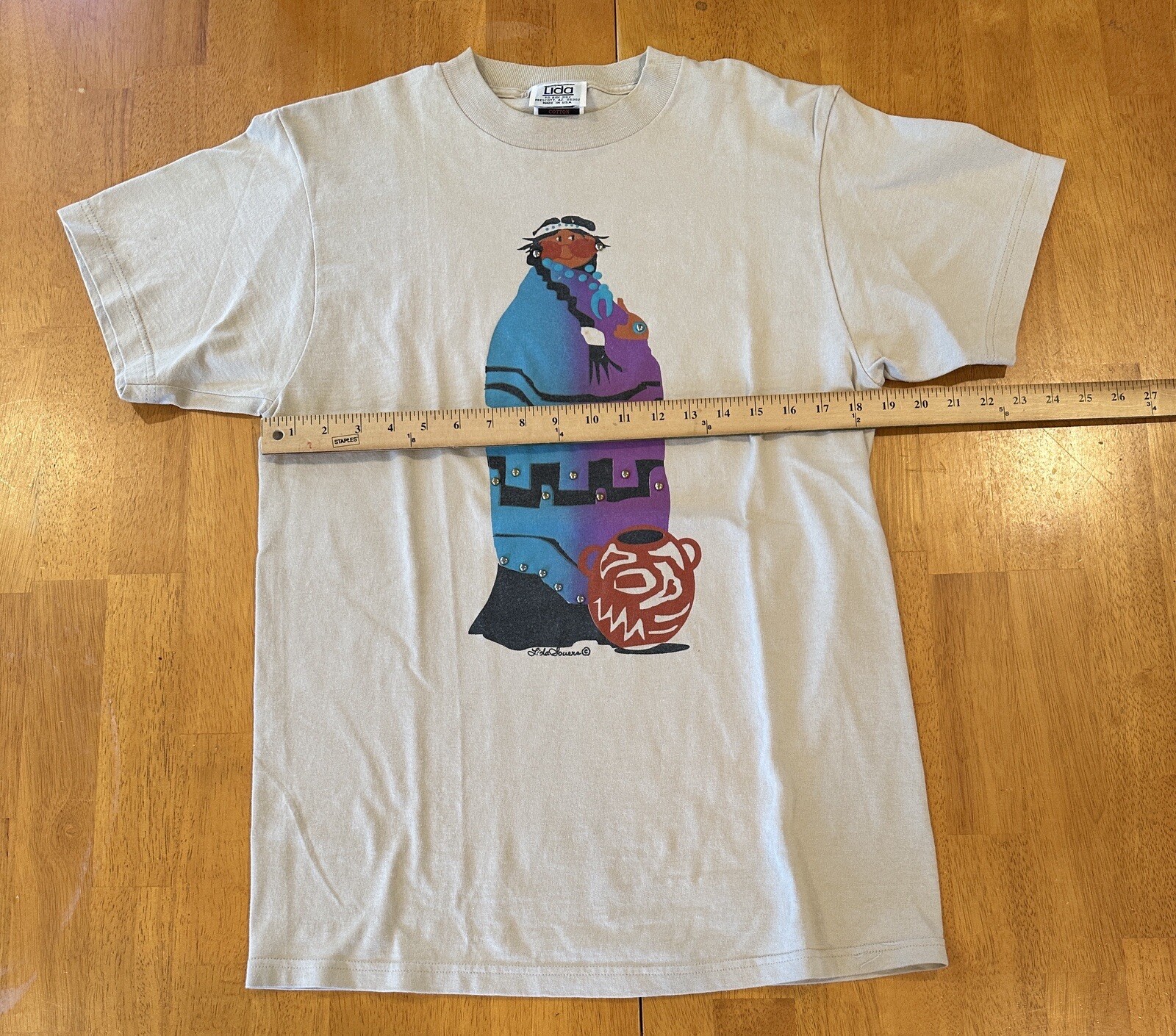 Vintage Lida Souers Native American T Shirt Medium Art Made In USA