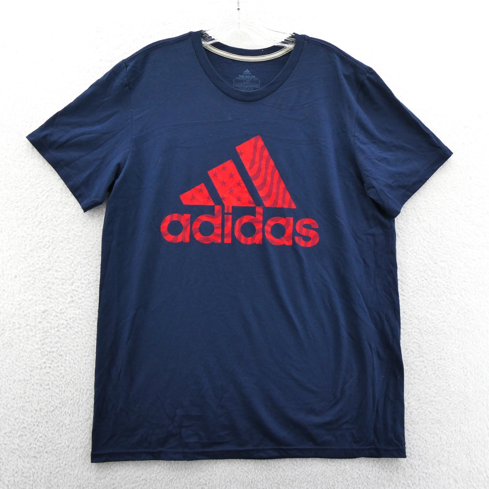 Adidas Shirt Mens Large Blue Short Sleeve Go To Performance Tee Crew Gym Sport