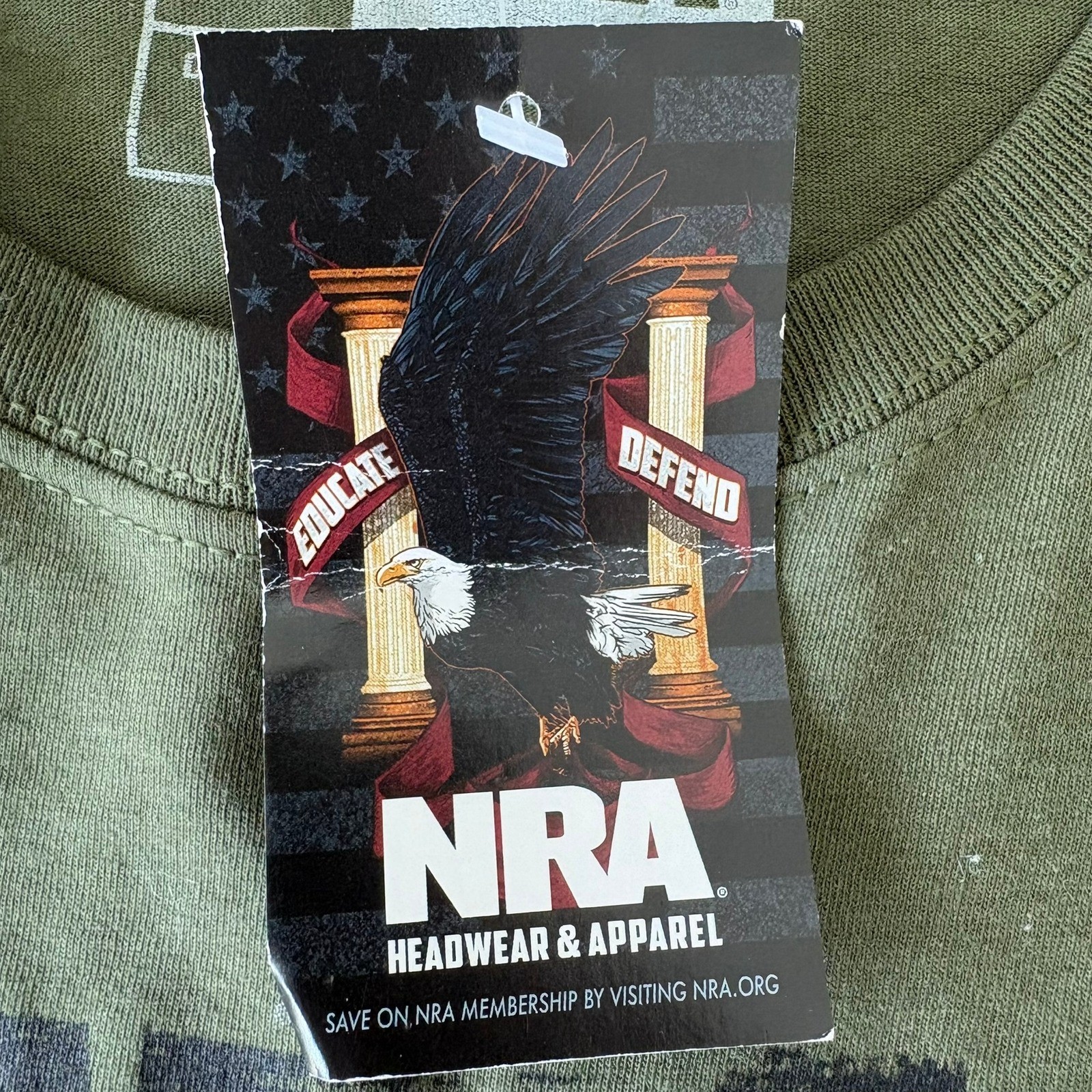 NRA American By Birth Member By Choice Graphic T-Shirt Olive Green XL New